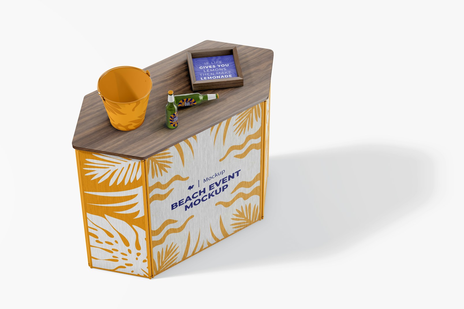 Beach Promotional Stand Mockup, High Angle View