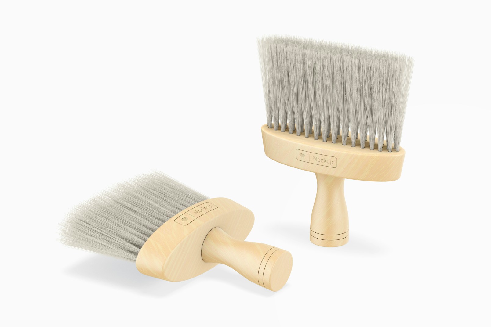 Barber Neck Duster Brushes Mockup, Standing and Dropped