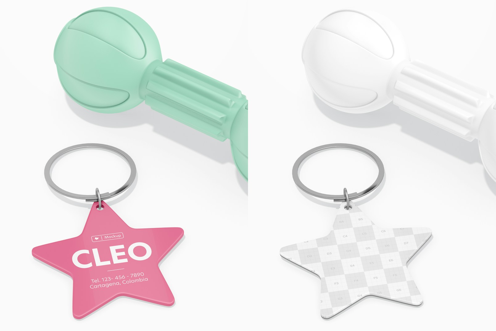 Star Shaped Pet Tag Mockup, with Toy