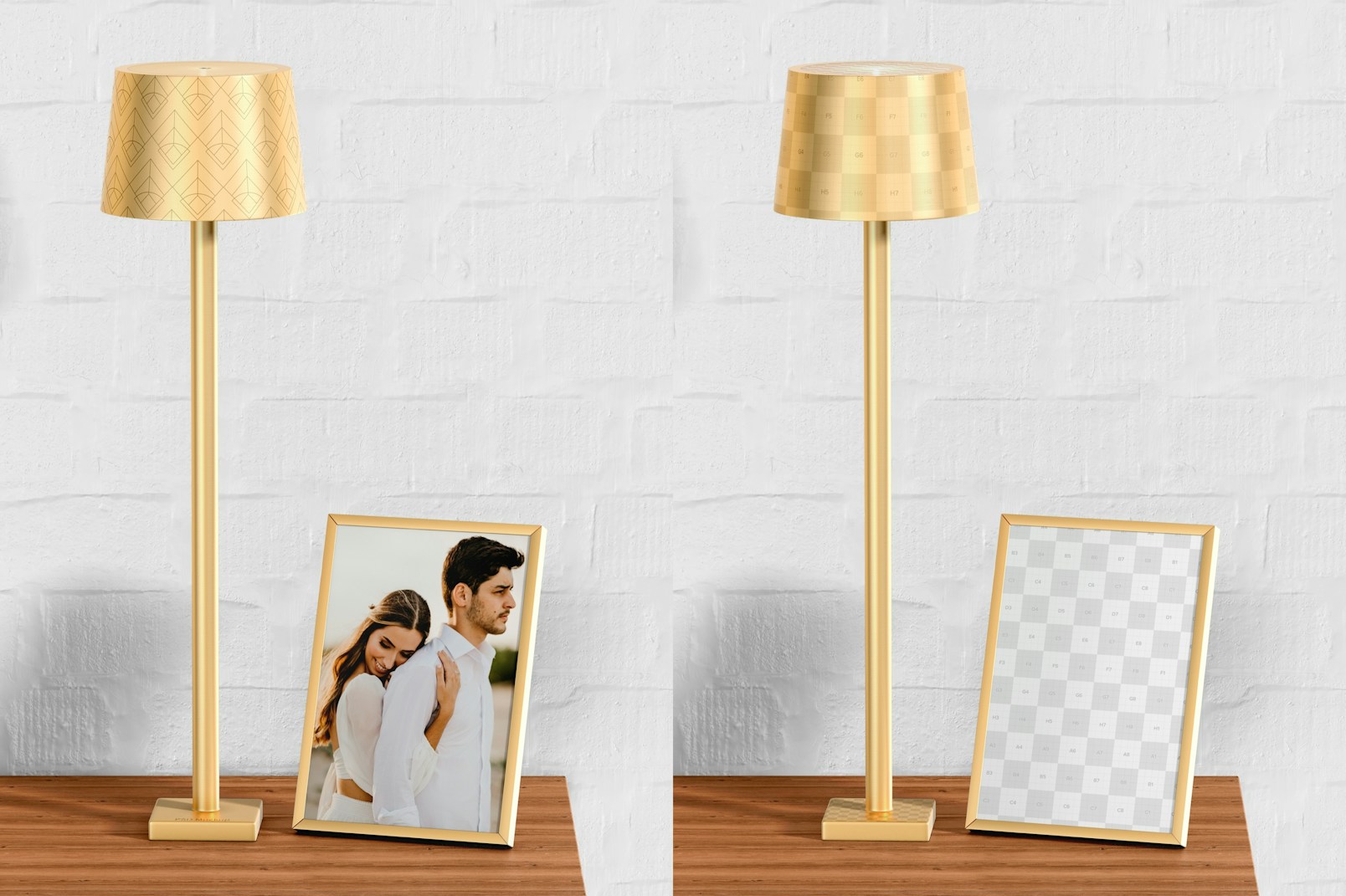 Tall Table Lamp with Photo Frame Mockup