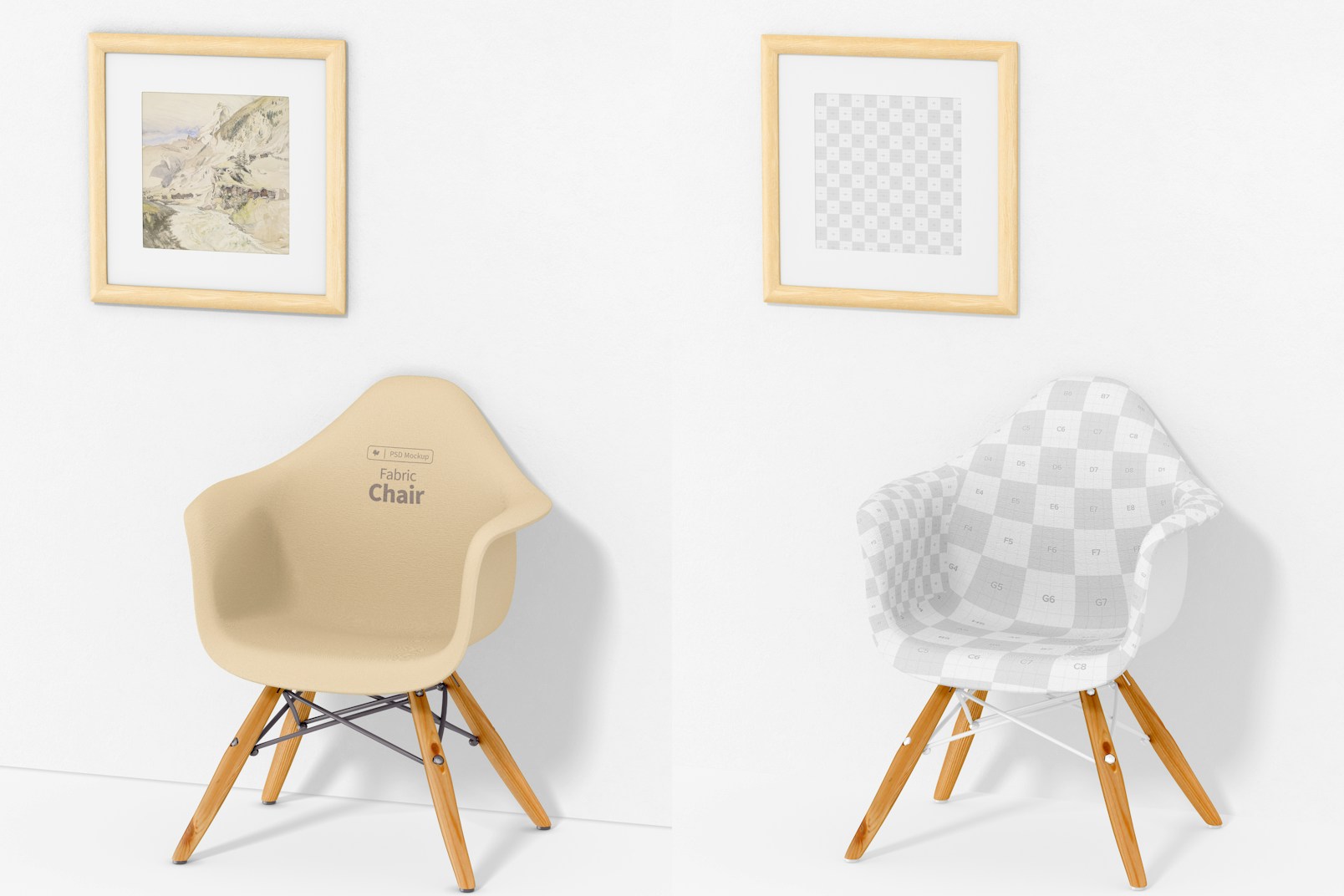 Square Frame with Fabric Chair Mockup