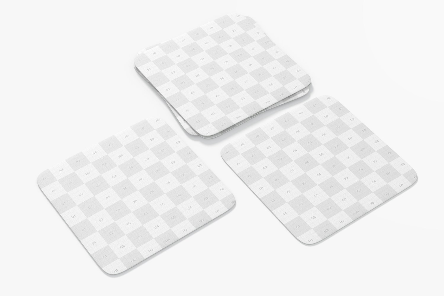 Square Paper Coasters Mockup, Perspective