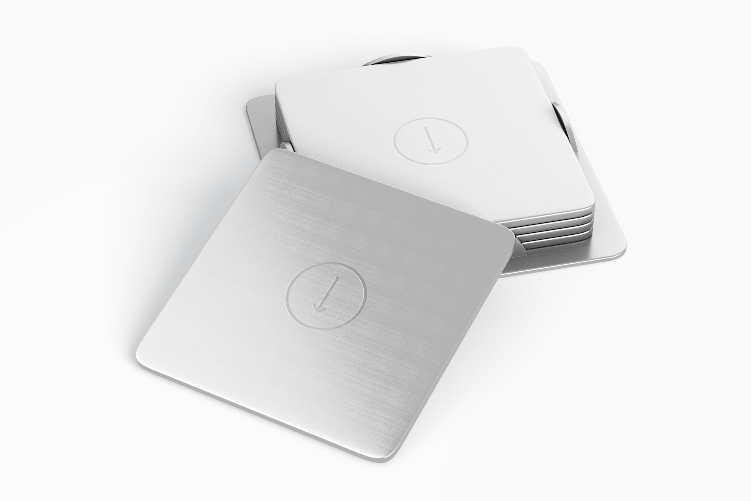 Squared Metal Coaster Mockup, Leaned Squared Metal Coaster Mockup, Leaned