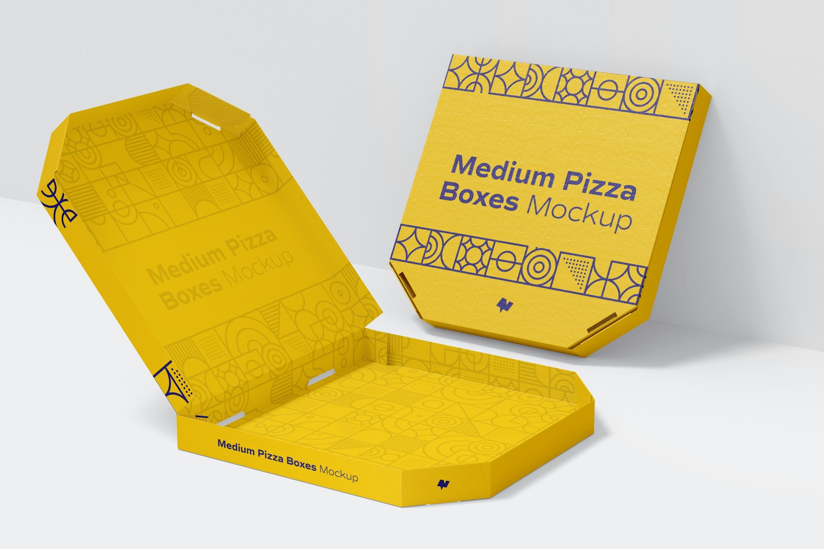 Maqueta de Cajas de Pizza Mediana, Vista en Perspectiva