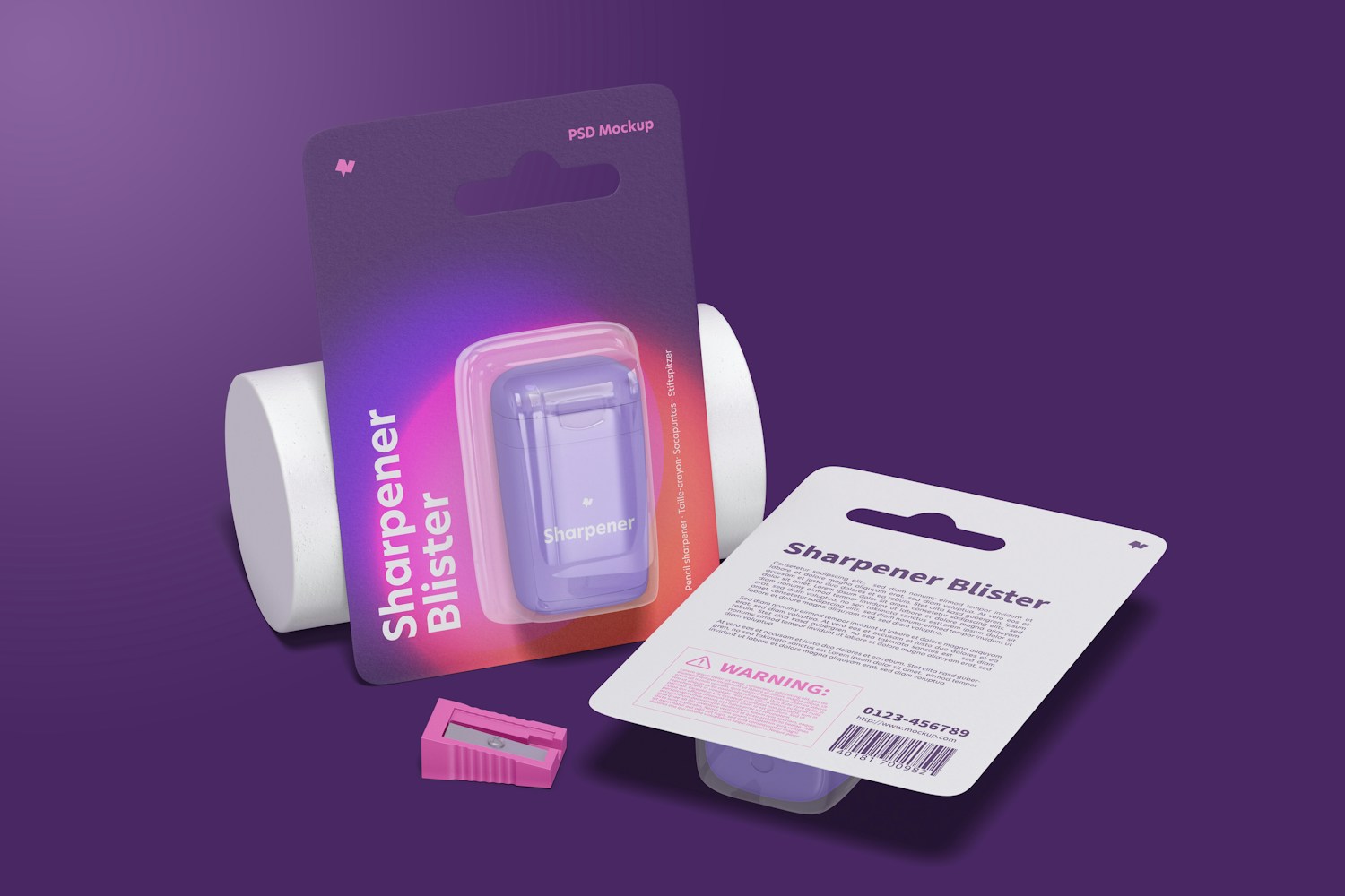 Sharpener Blisters Mockup, Leaned Sharpener Blisters Mockup, Leaned