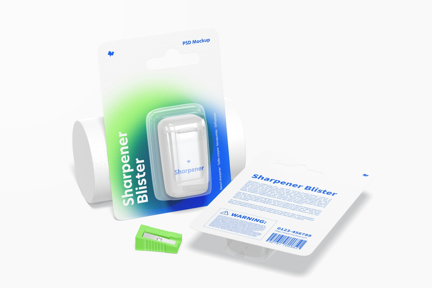 Sharpener Blisters Mockup, Leaned Sharpener Blisters Mockup, Leaned
