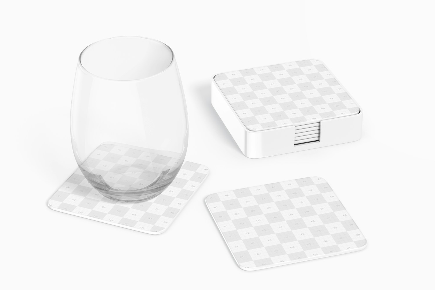 Squared Enamel Coasters with Glass Mockup Squared Enamel Coasters with Glass Mockup