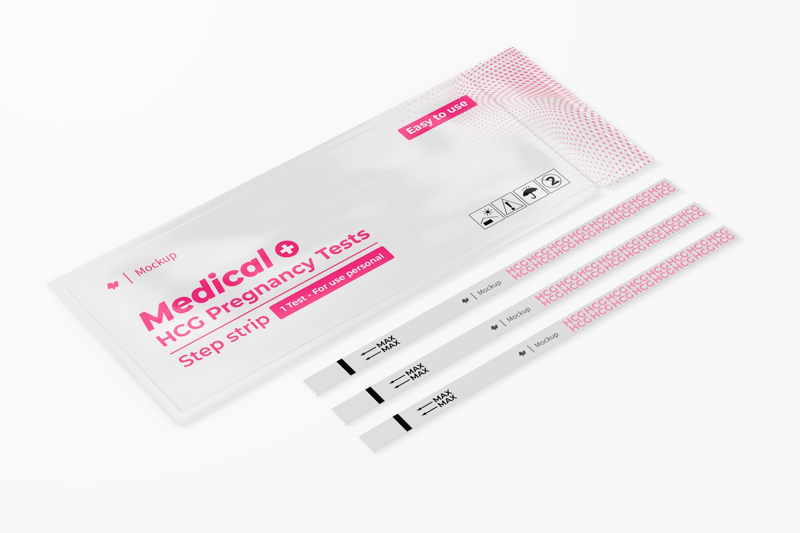 Pregnancy Test Strips Mockup, Perspective View