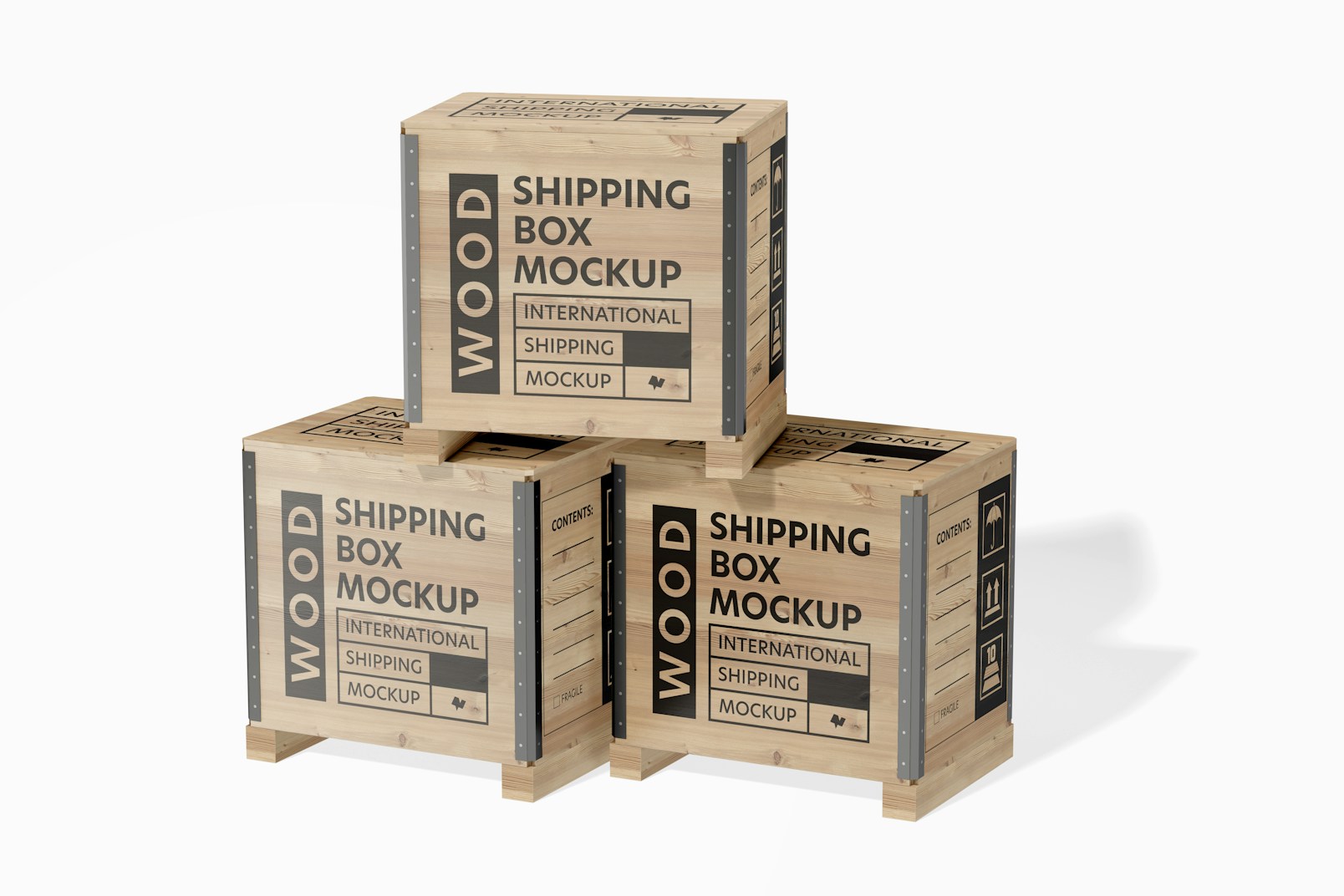Wood Shipping Boxes Mockup
