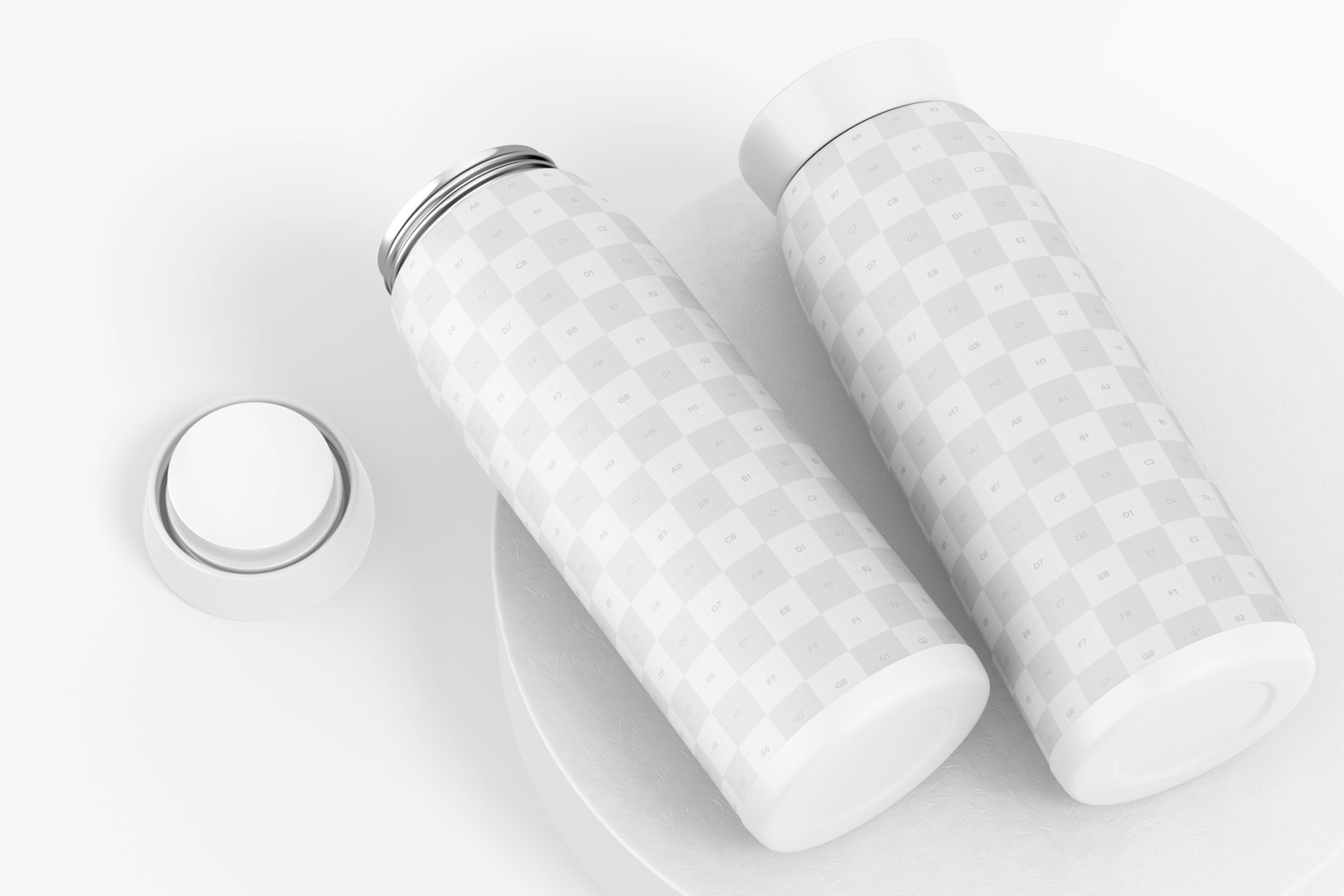 Metallic Thermos Mockup, Opened and Closed