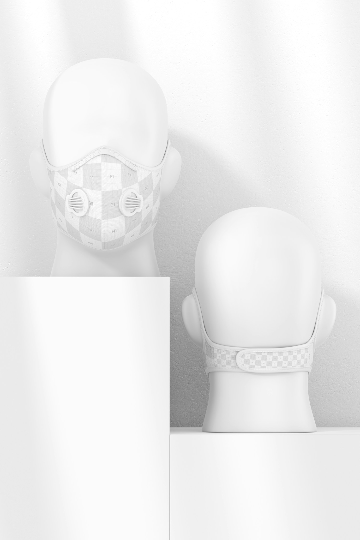 Reusable Masks with Filter Mockup, Front and Back View