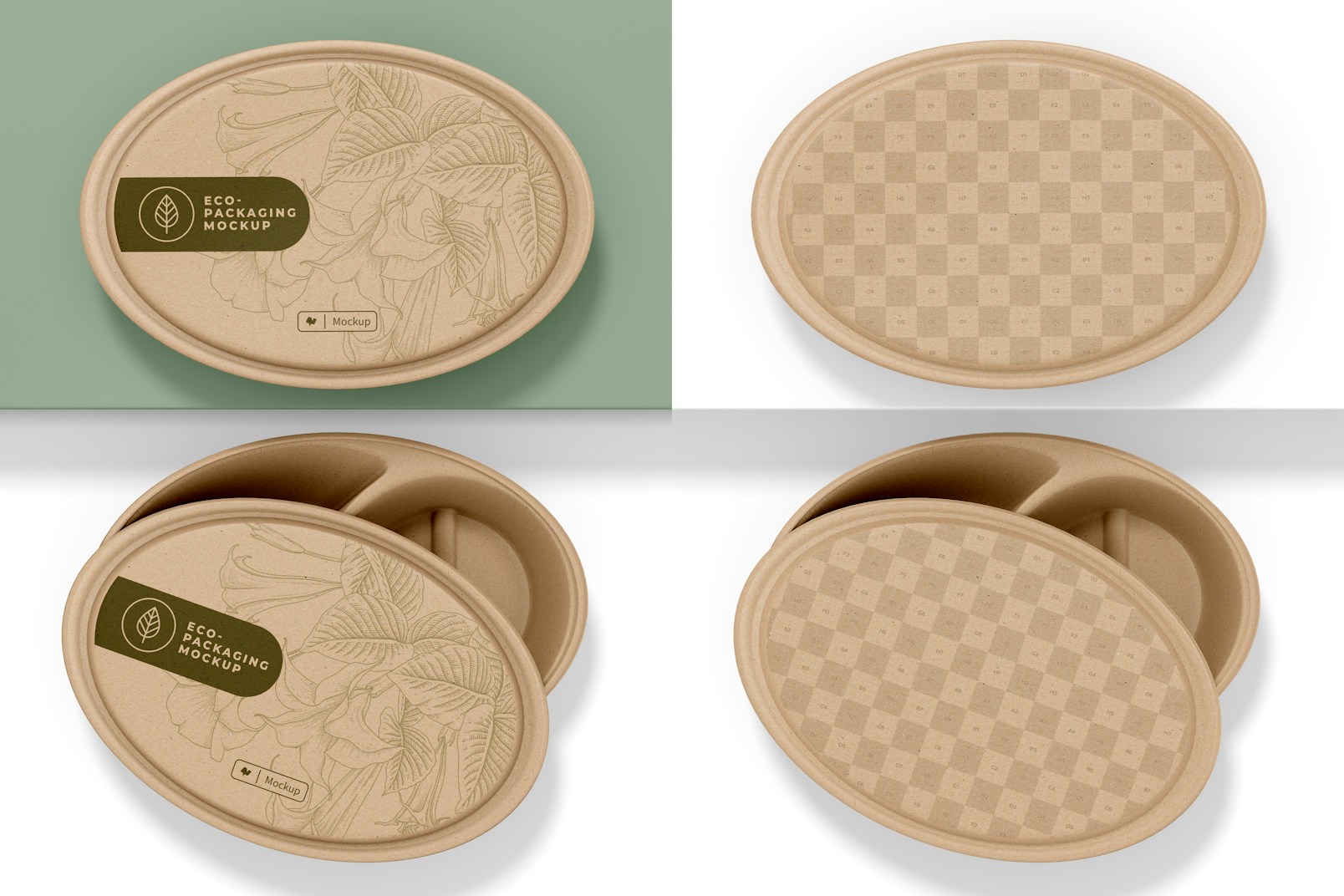 Oval Food Container  Mockup, Side View