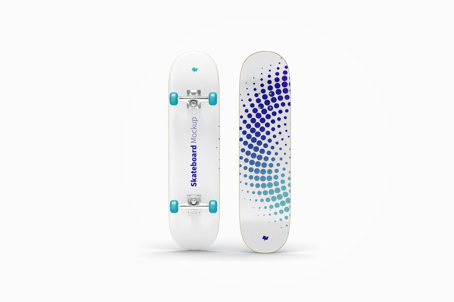 Skateboards Mockup, Front and Back View Skateboards Mockup, Front and Back View