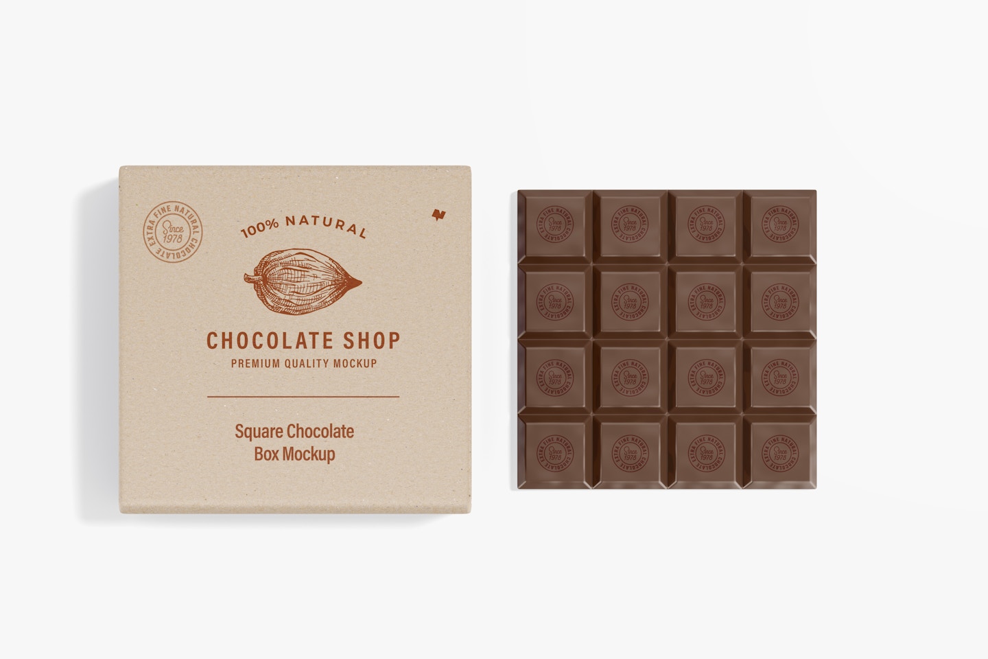 Square Chocolate Boxes Mockup, Top View
