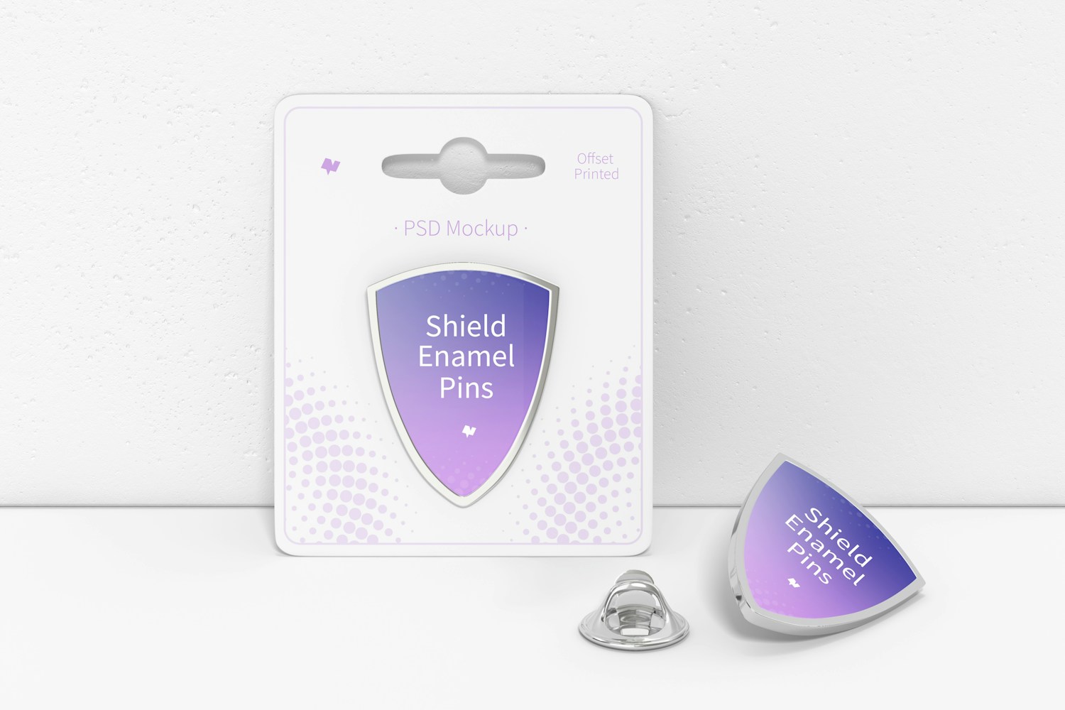 Shield Enamel Pin Mockup, Leaned
