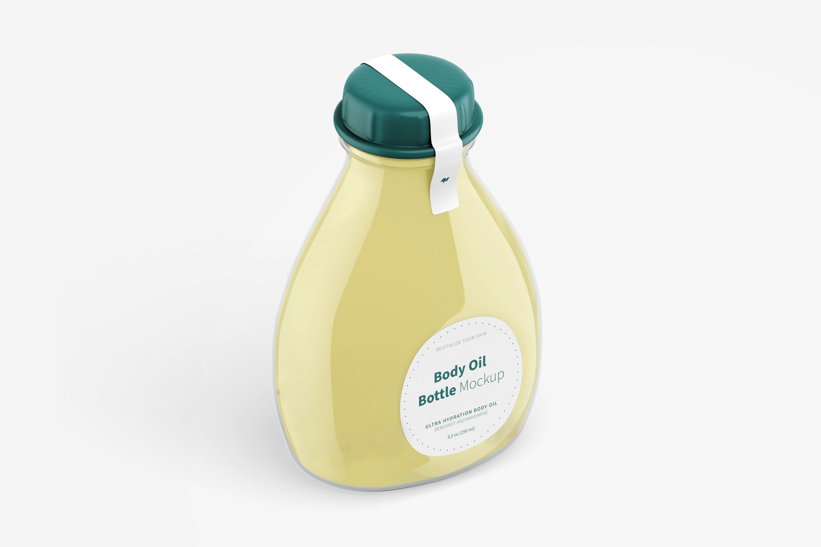 Body Oil Bottle Mockup, Isometric Right View