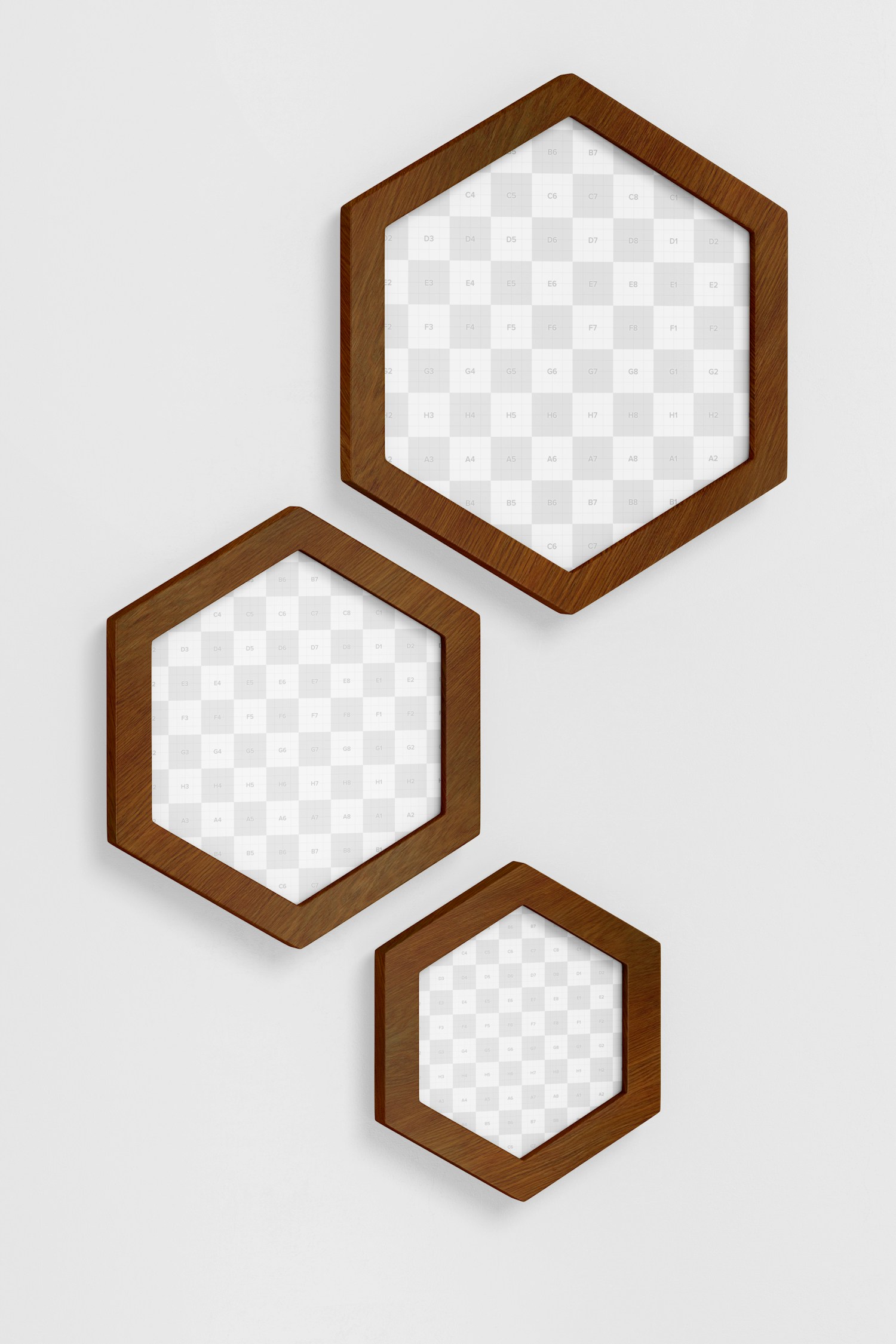 Hexagon Wall Photo Frames Mockup