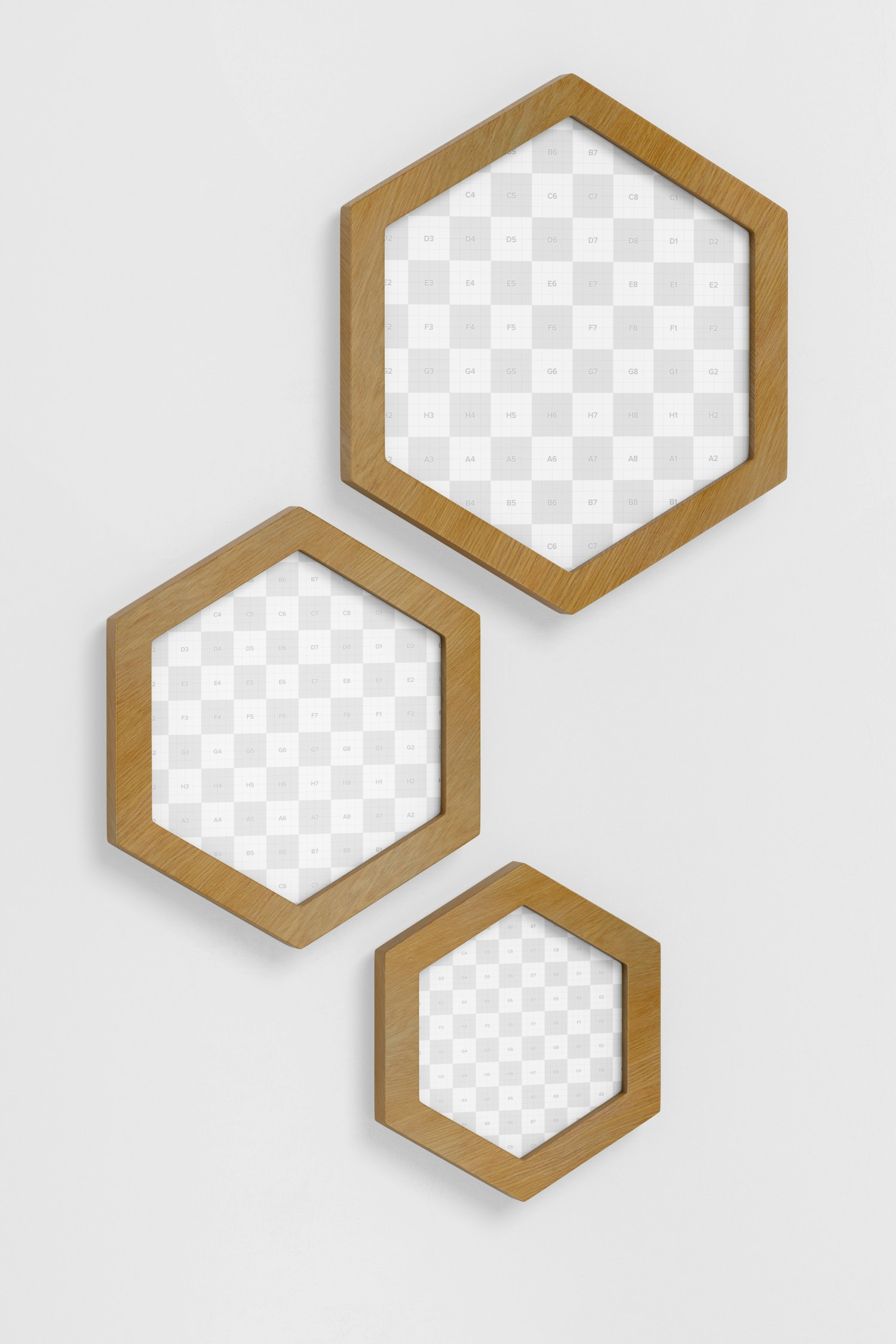 Hexagon Wall Photo Frames Mockup