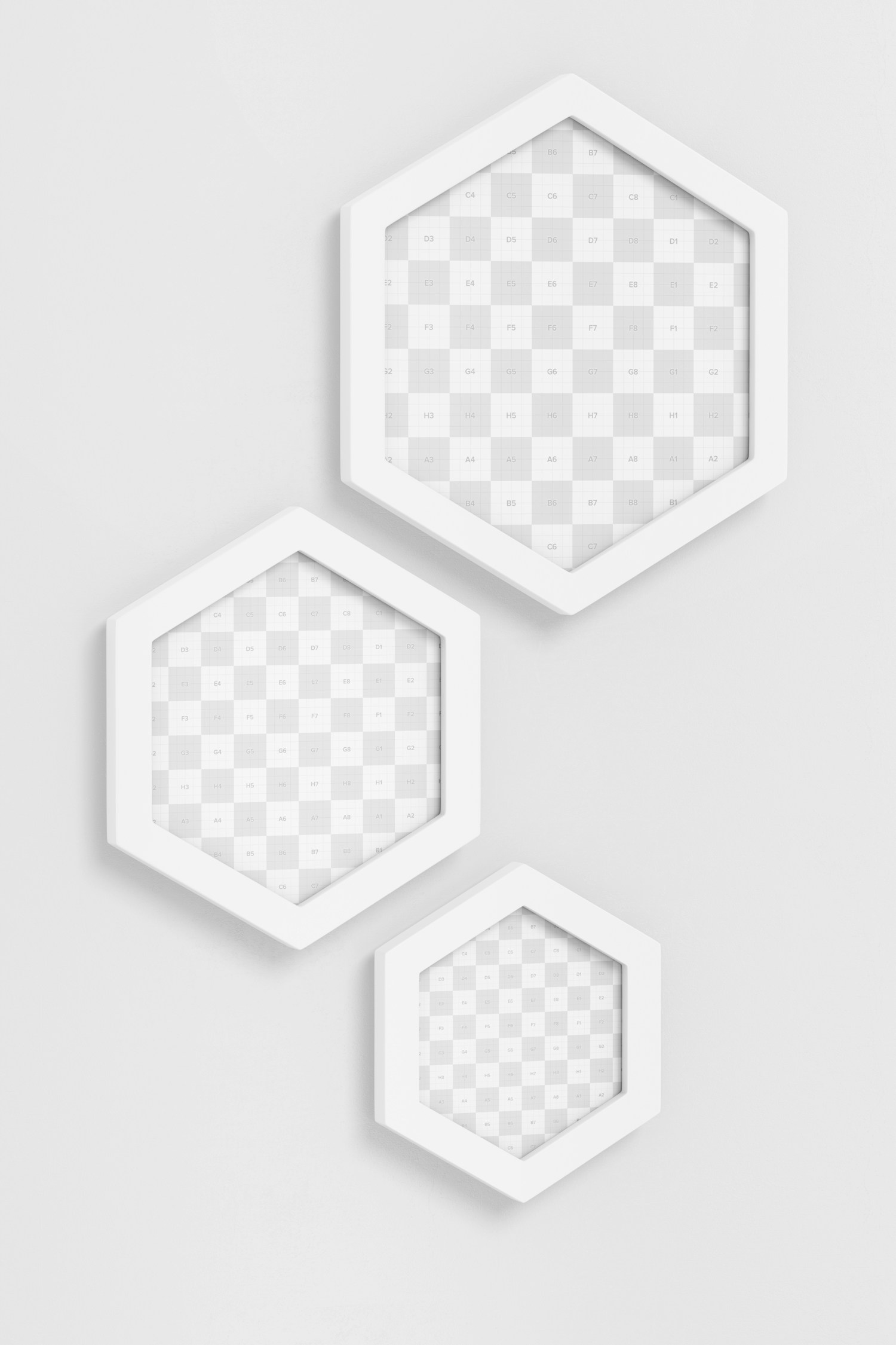 Hexagon Wall Photo Frames Mockup