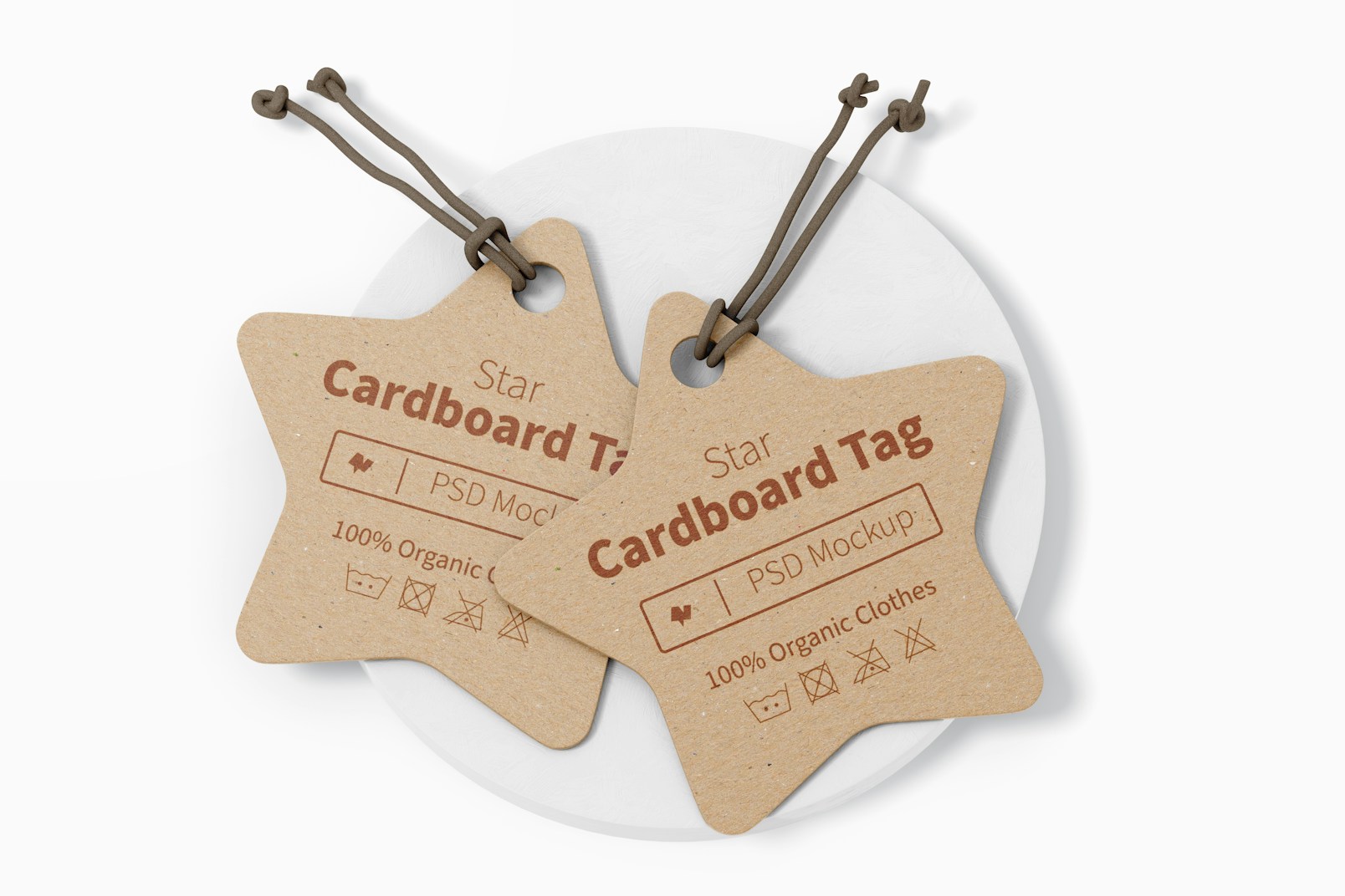 Star Cardboard Tags Mockup, on Surface