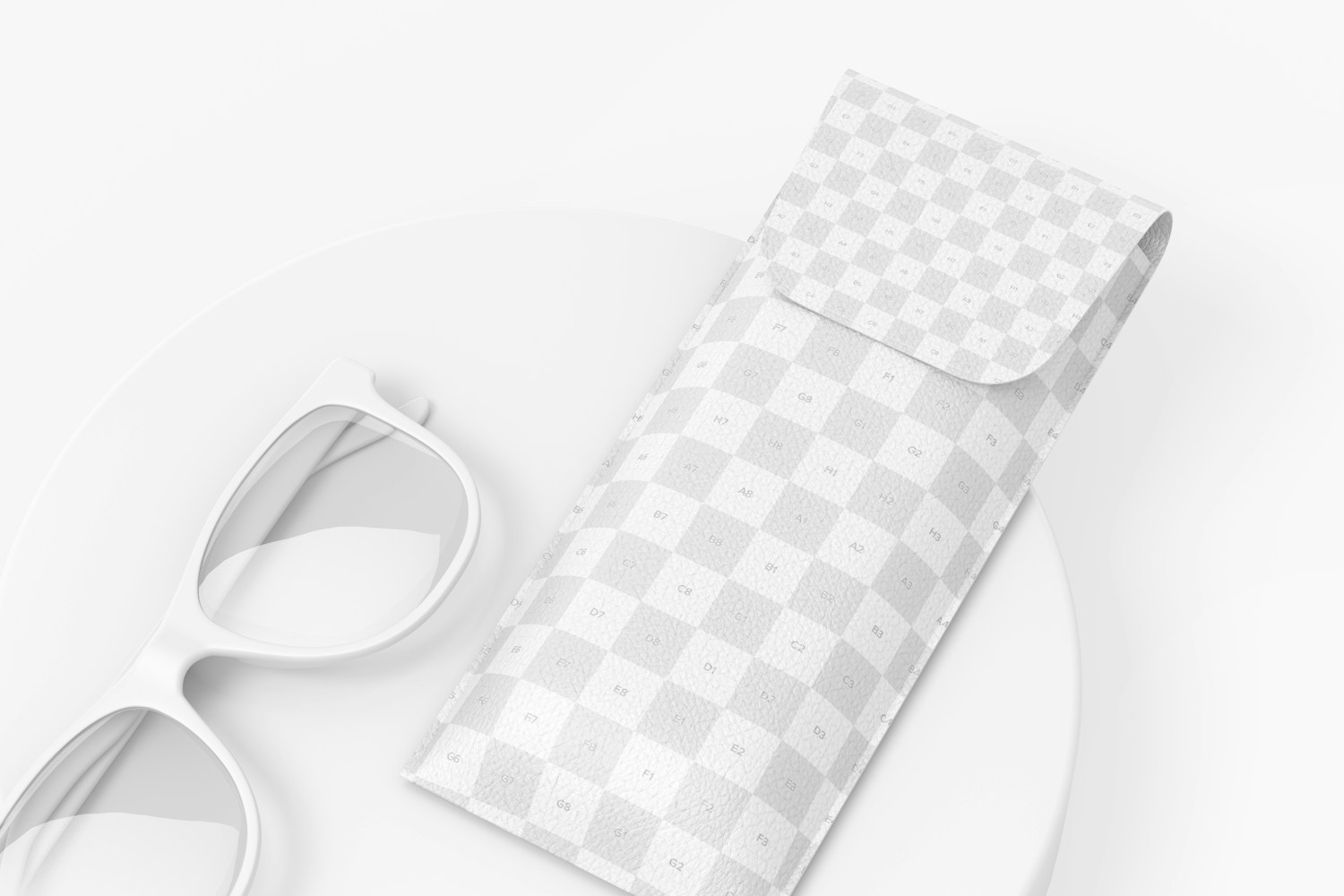Leather Flap Eyeglasses Sleeve Mockup, Perspective View Leather Flap Eyeglasses Sleeve Mockup, Perspective View