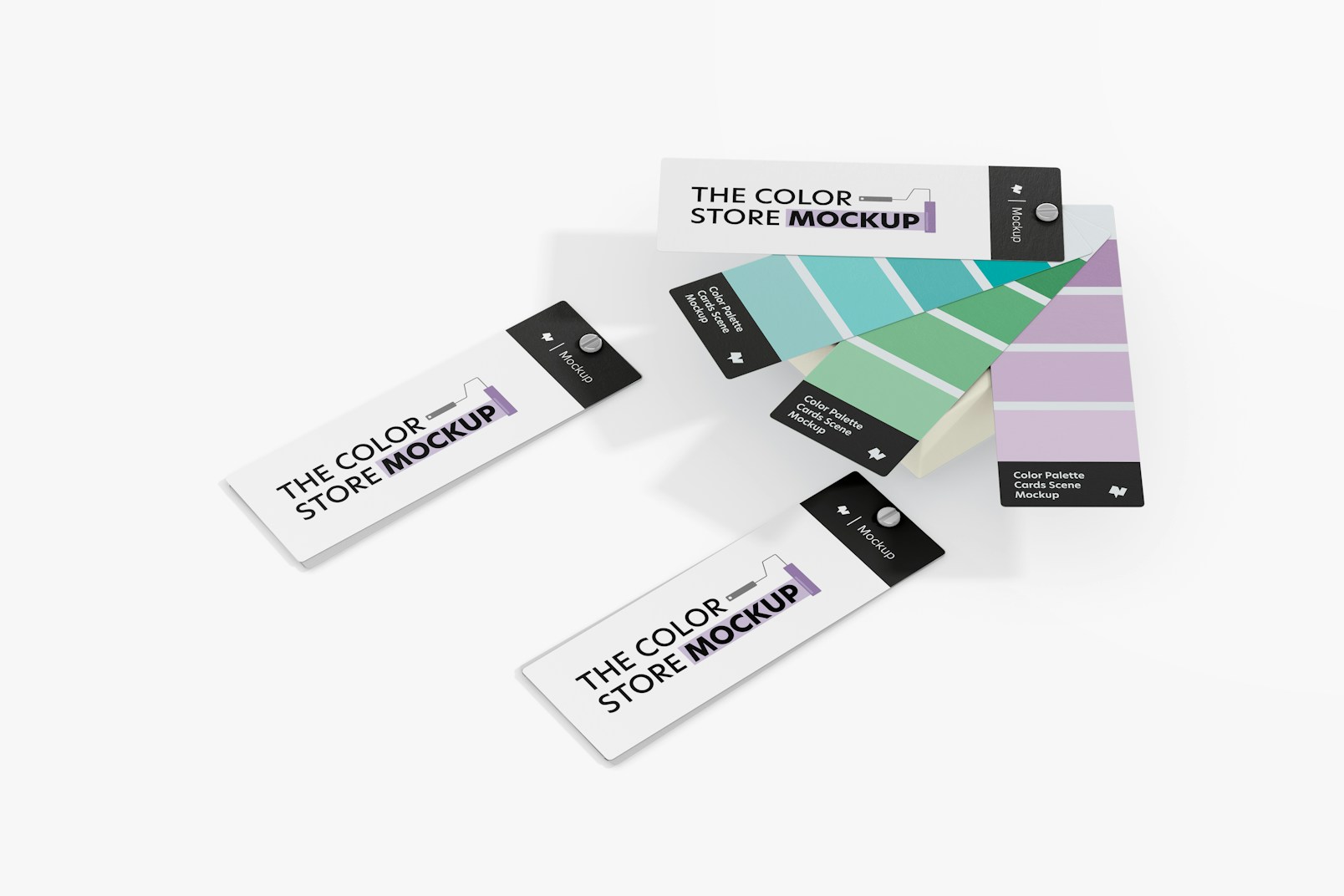 Color Palette Cards Scene Mockup, Opened and Closed