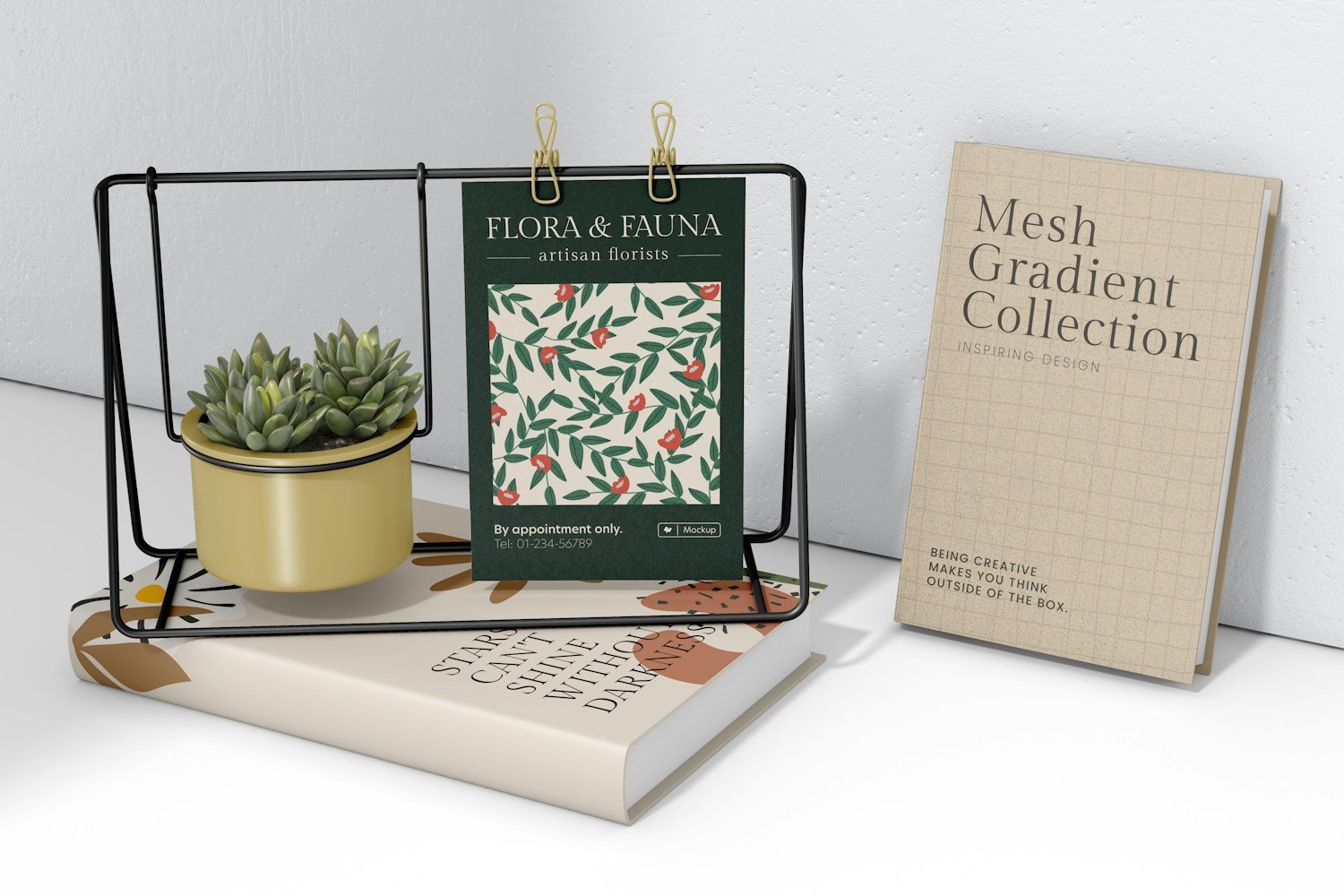 Photo Clip Desk Stand Mockup, Perspective View Photo Clip Desk Stand Mockup, Perspective View