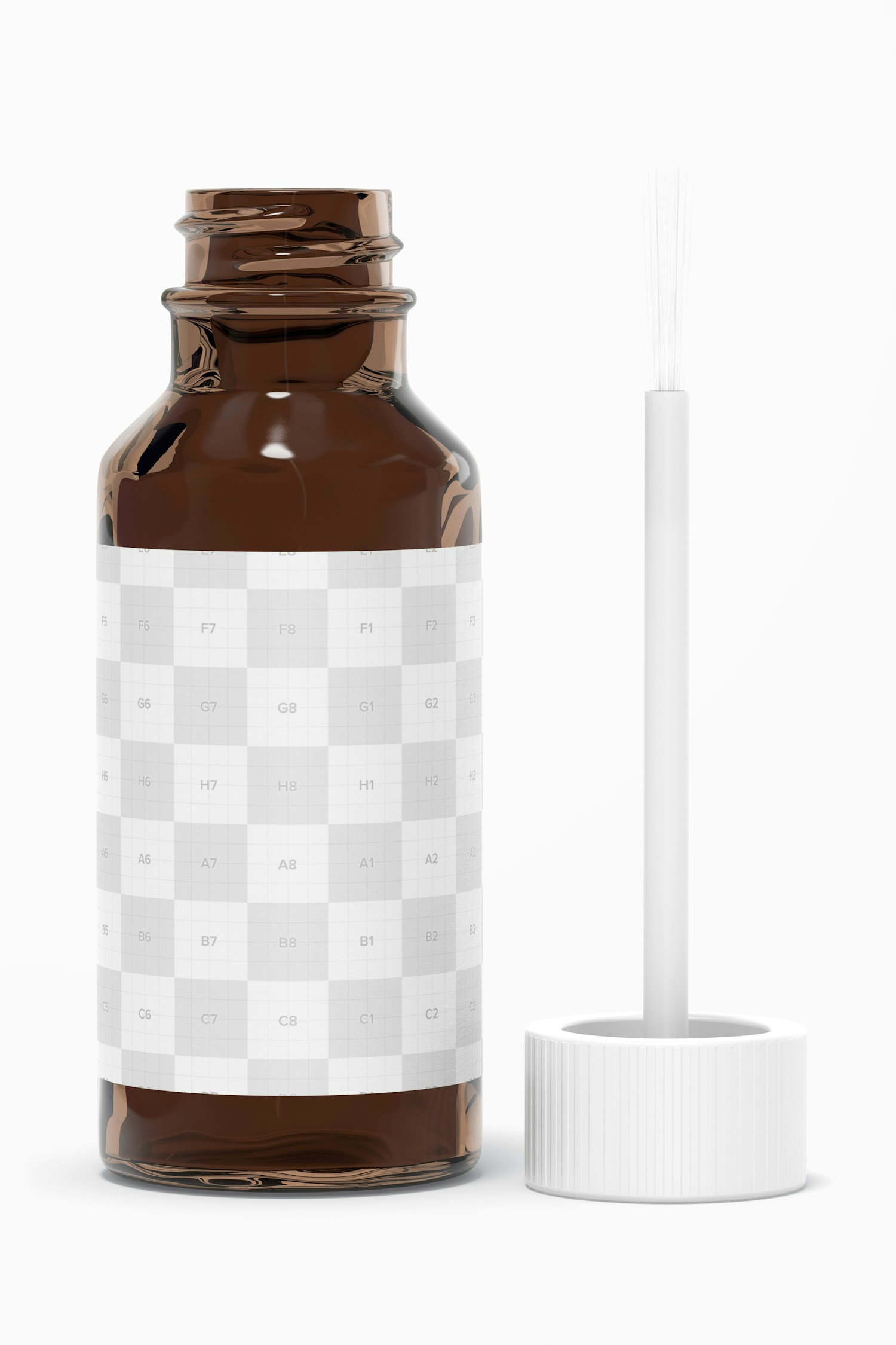 Glass Bottle with Brush Applicator Mockup