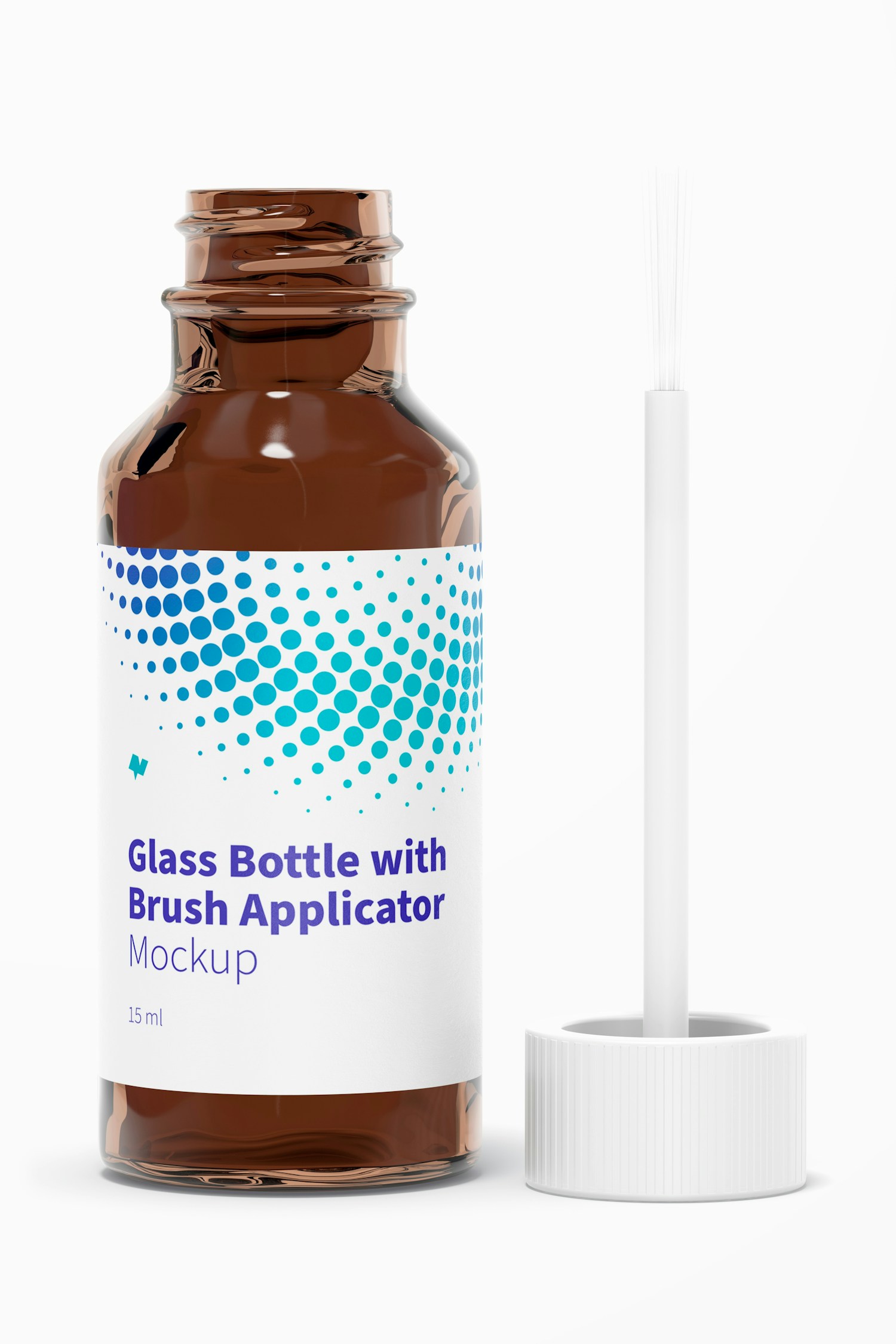 Glass Bottle with Brush Applicator Mockup