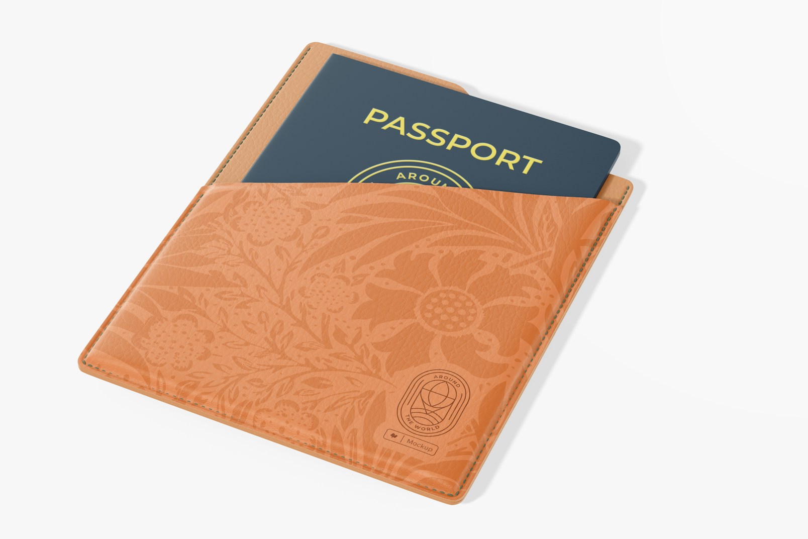 Leather Passport Holder Mockup, Perspective