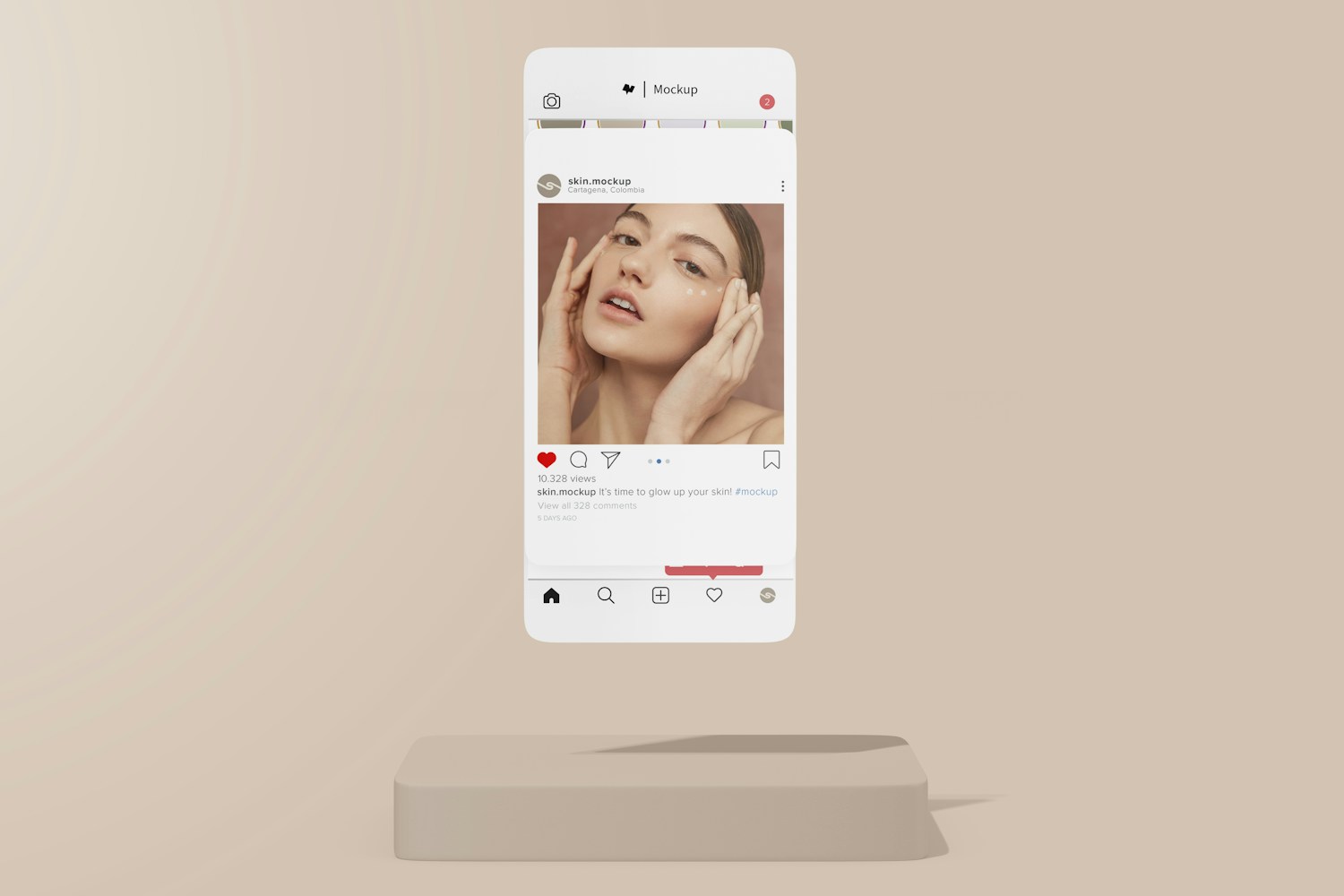 Clear Post Instagram Mockup, Front View