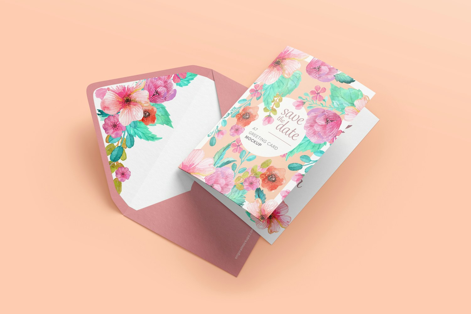 A7 Greeting Card Mockup with Envelope, Closed