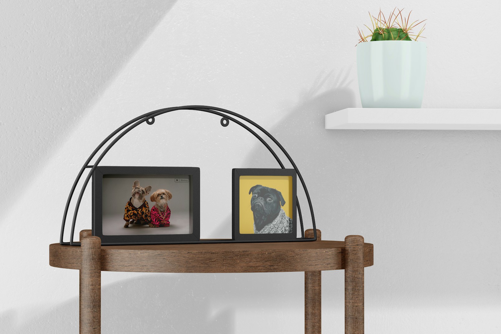 Arch Photo Frame Stand Mockup, on Surface