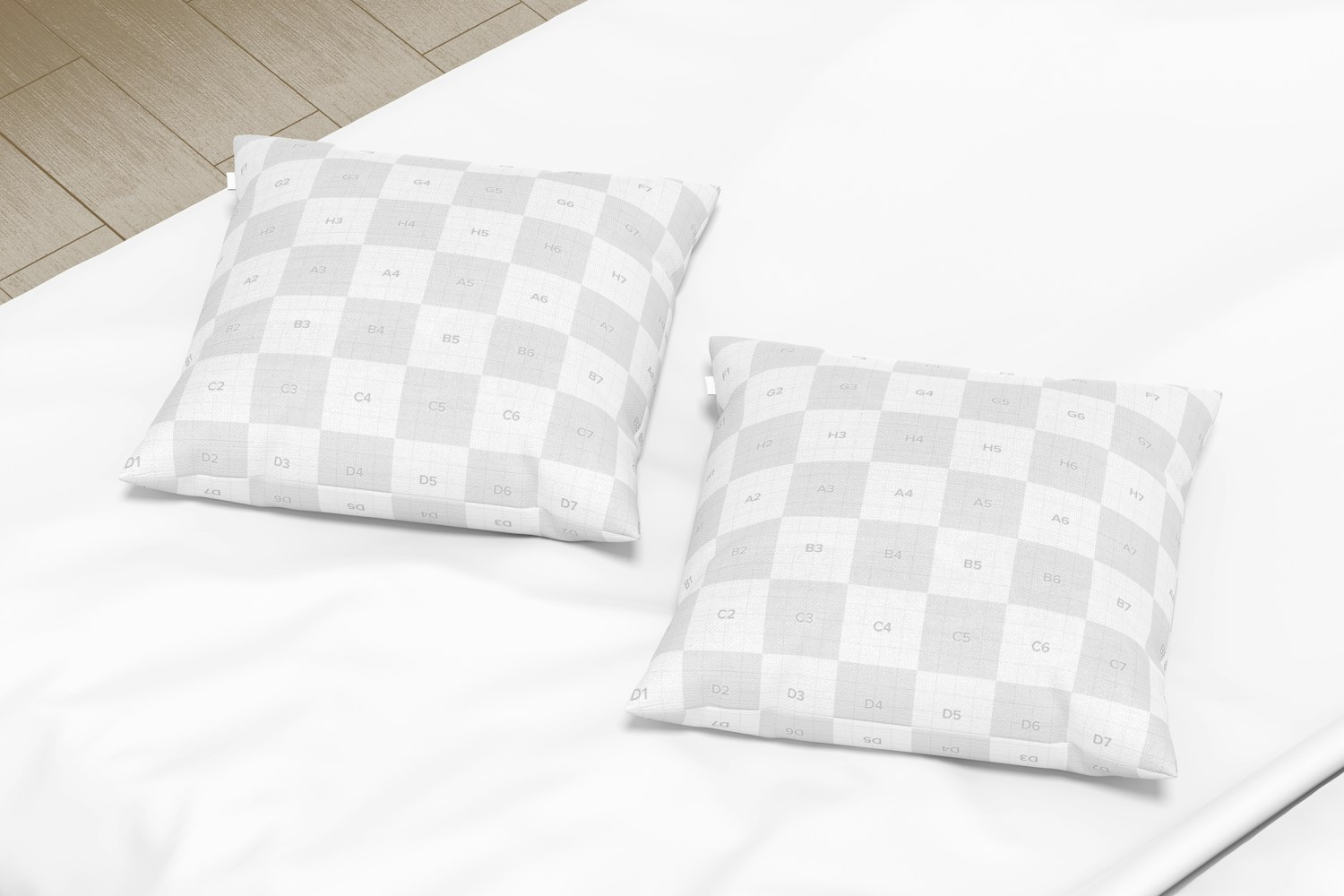 Square Pillows Mockup, Perspective