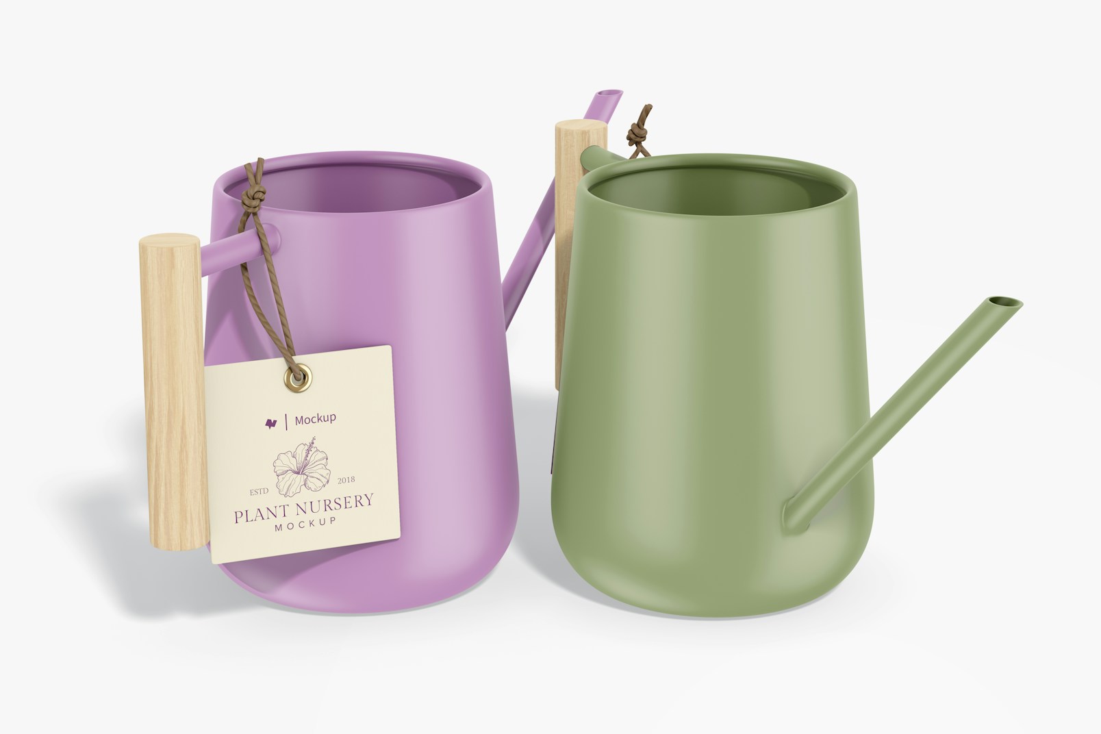 Watering Cans with Tag Mockup, Right and Left View