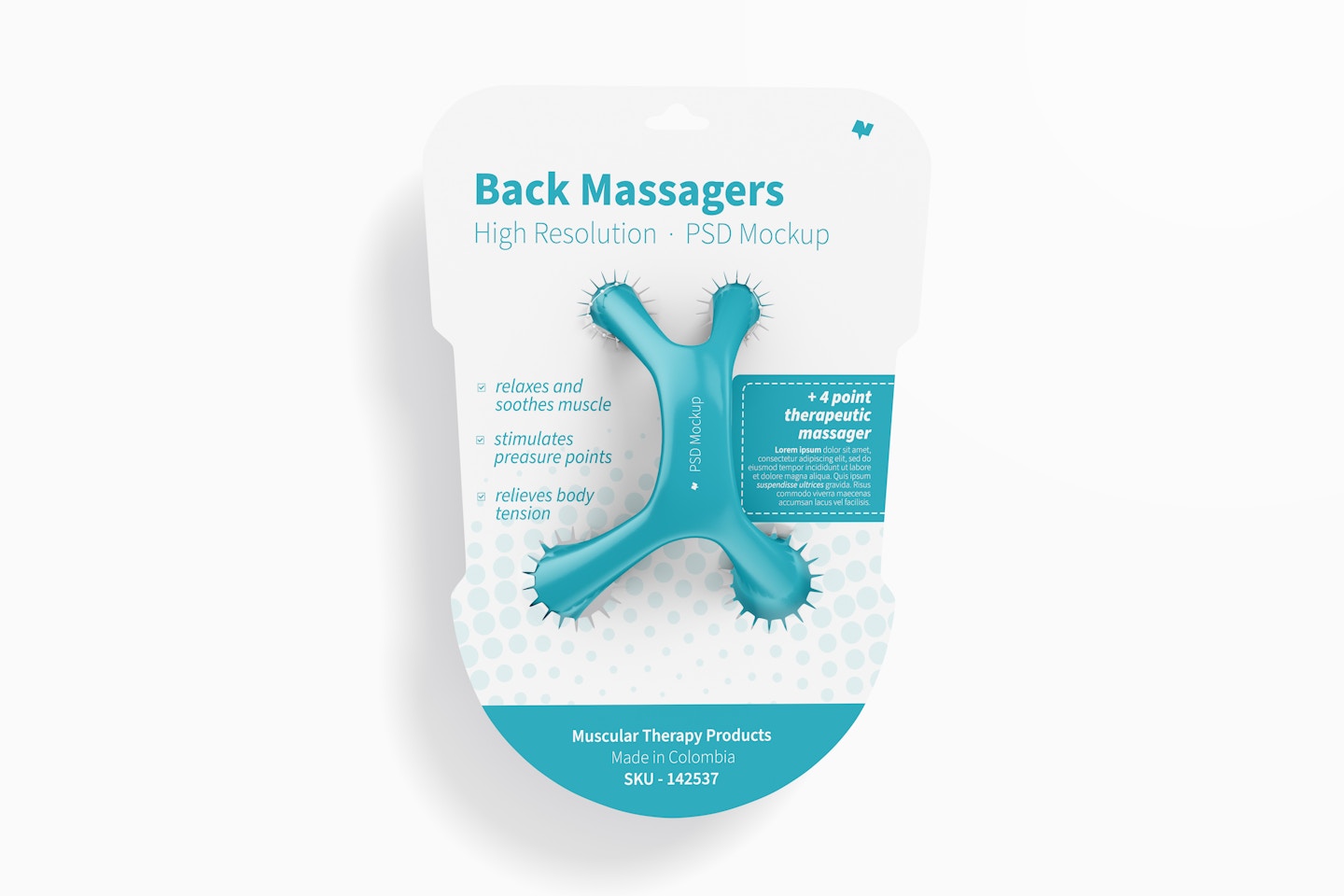 Back Massager on Blister Mockup, Front View