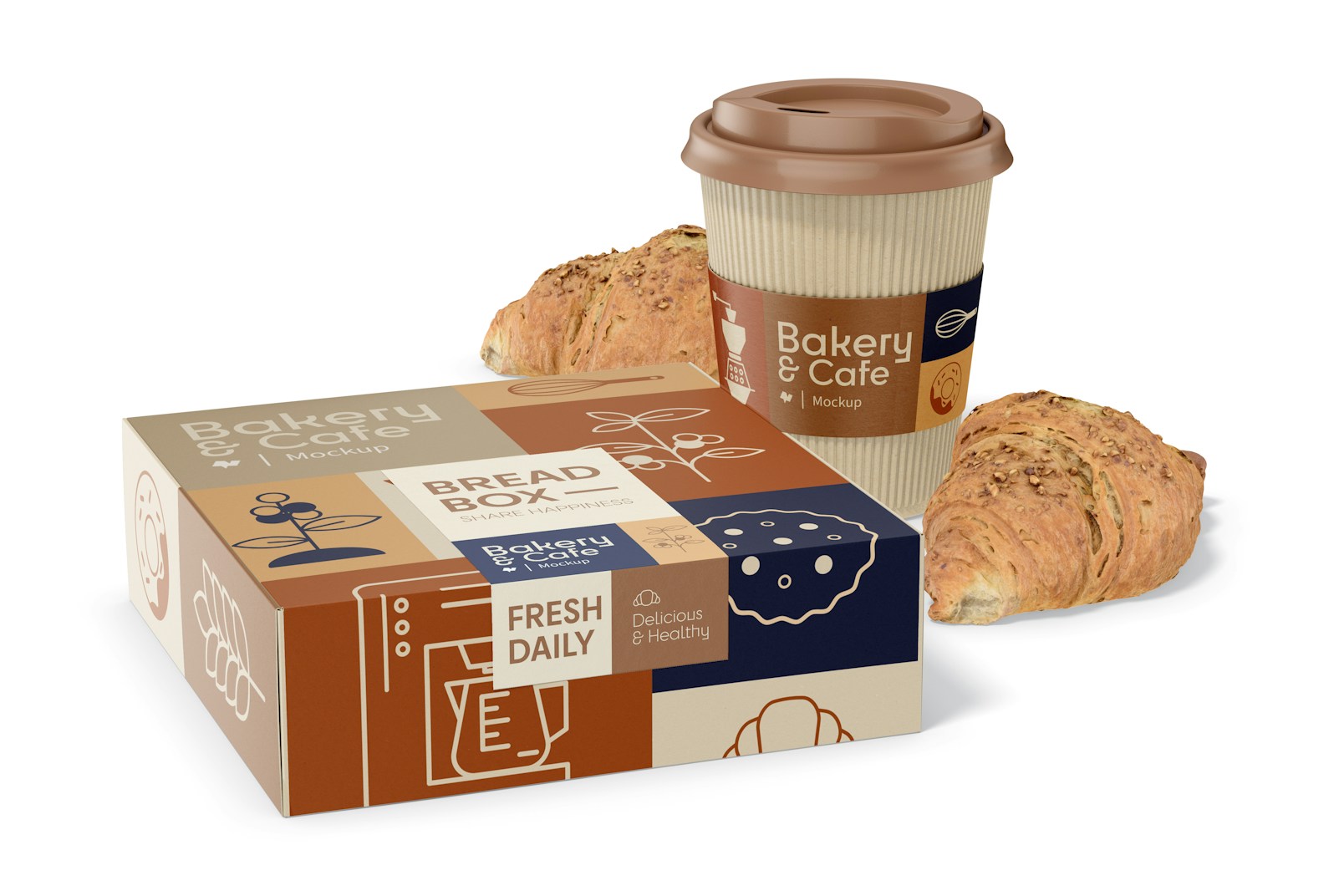 Bread Box with Label Mockup, Perspective