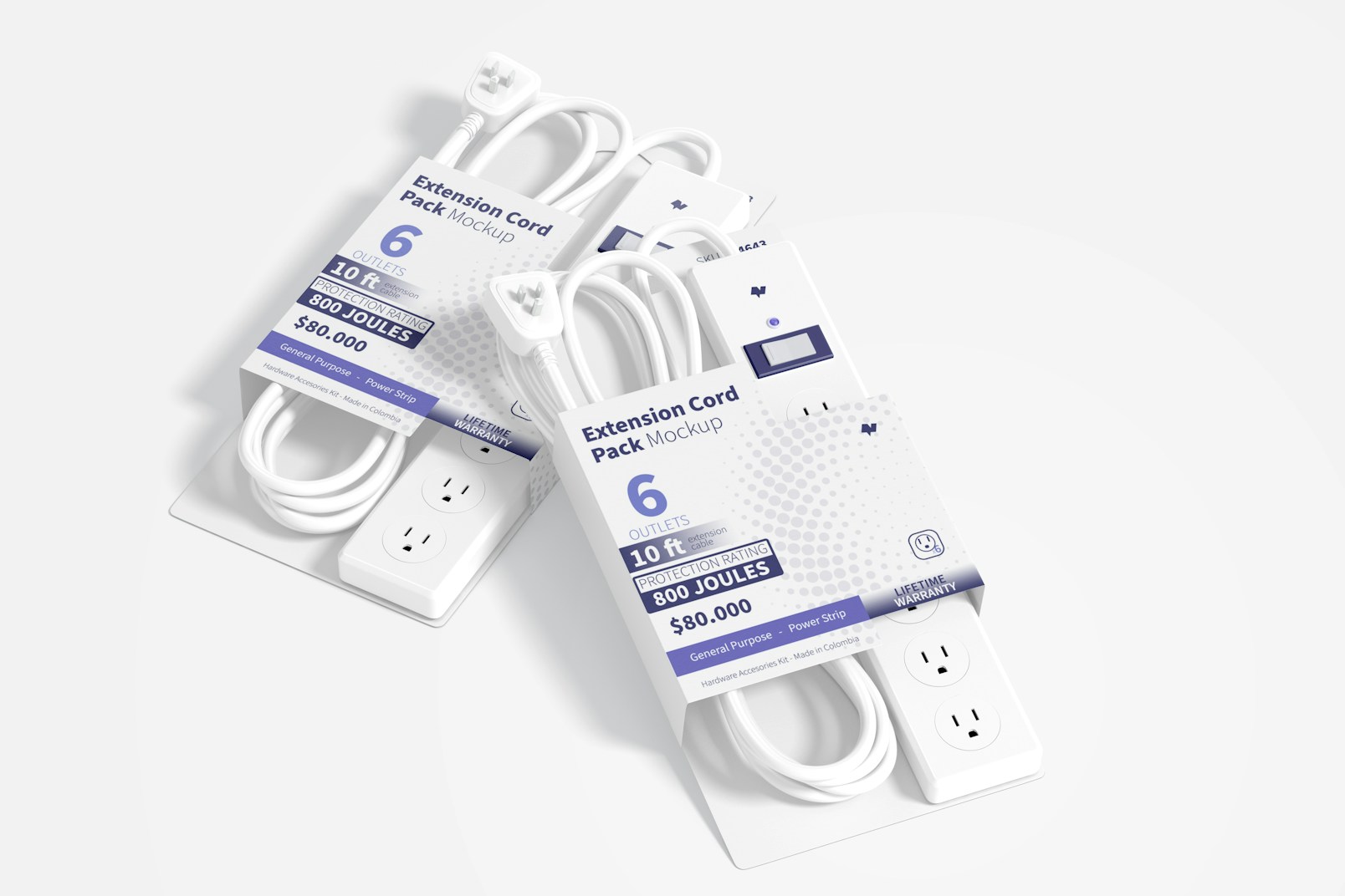 Extension Cord Pack Mockup, Top View