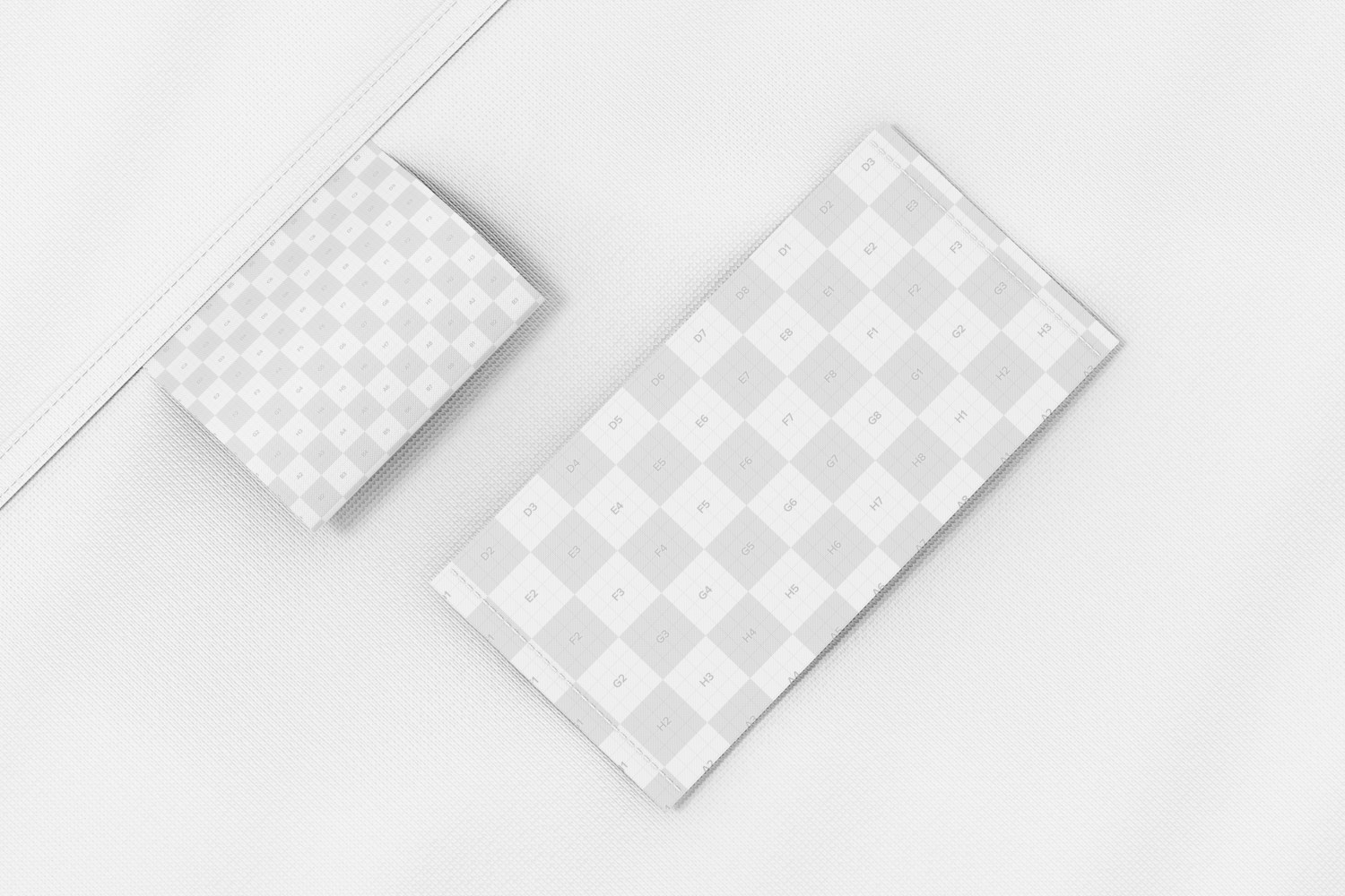 Square Clothing Tags Mockup, Top View