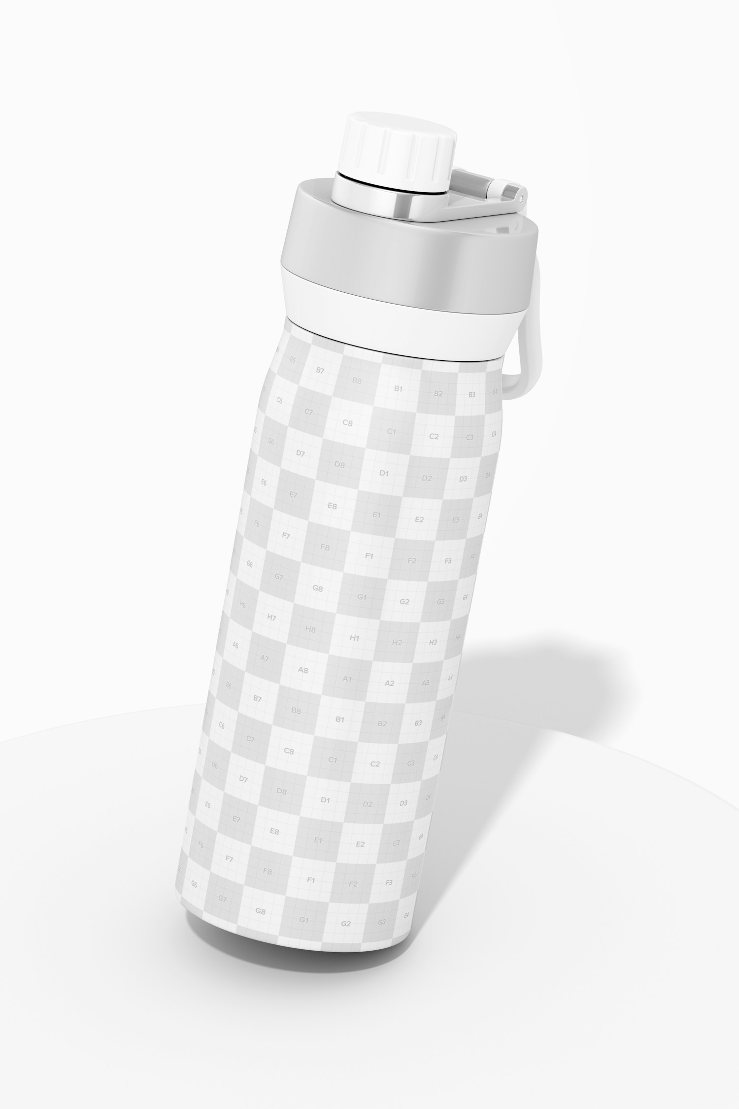 Large Water Bottle with Lid Mockup, Perspective