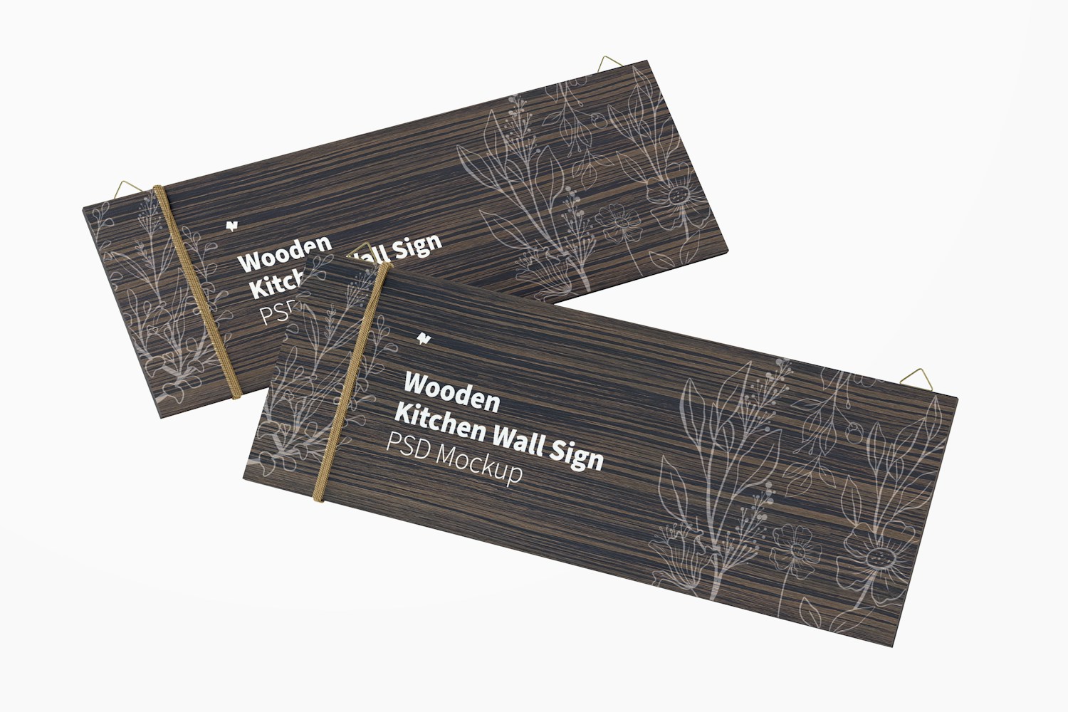 Wooden Kitchen Wall Signs Mockup, Floating