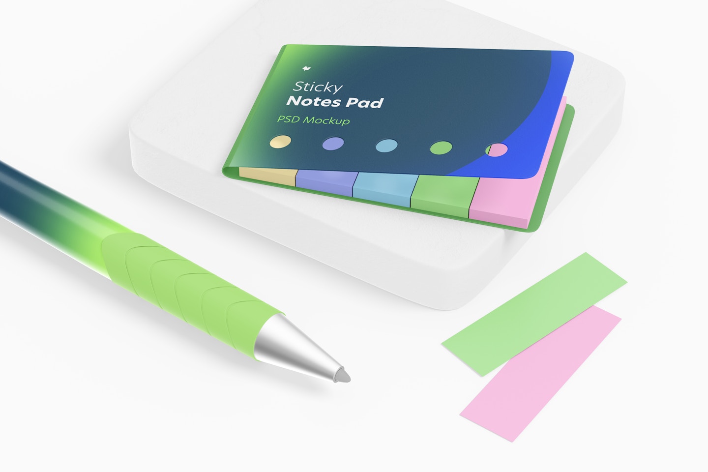 Sticky Notes Pad and Pen Mockup
