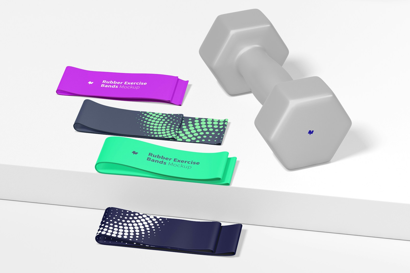 Rubber Exercise Bands Mockup, Perspective