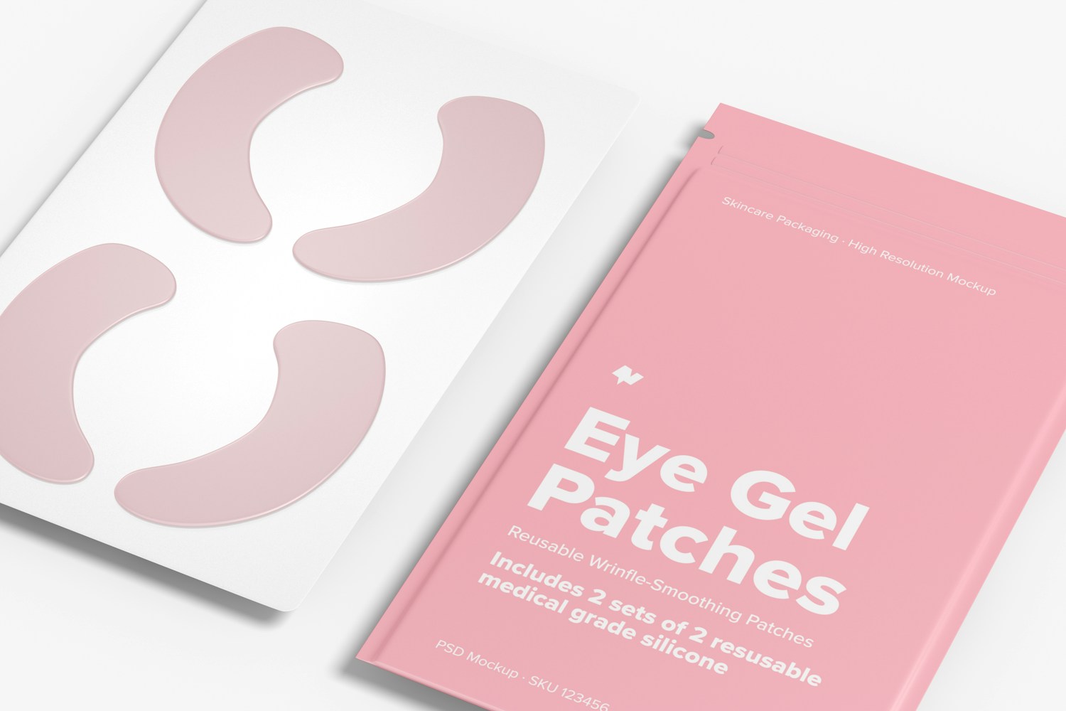 Eye Gel Patches Packaging Mockup, Close Up
