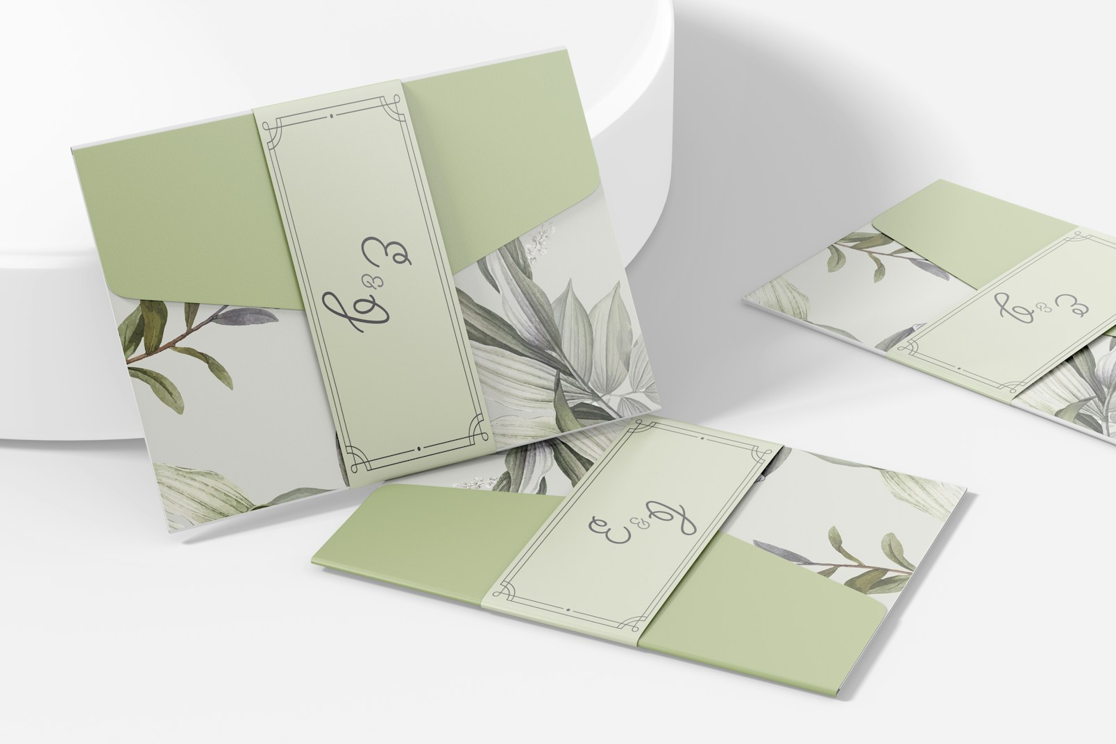 Pocket Fold Invitation Cards Mockup