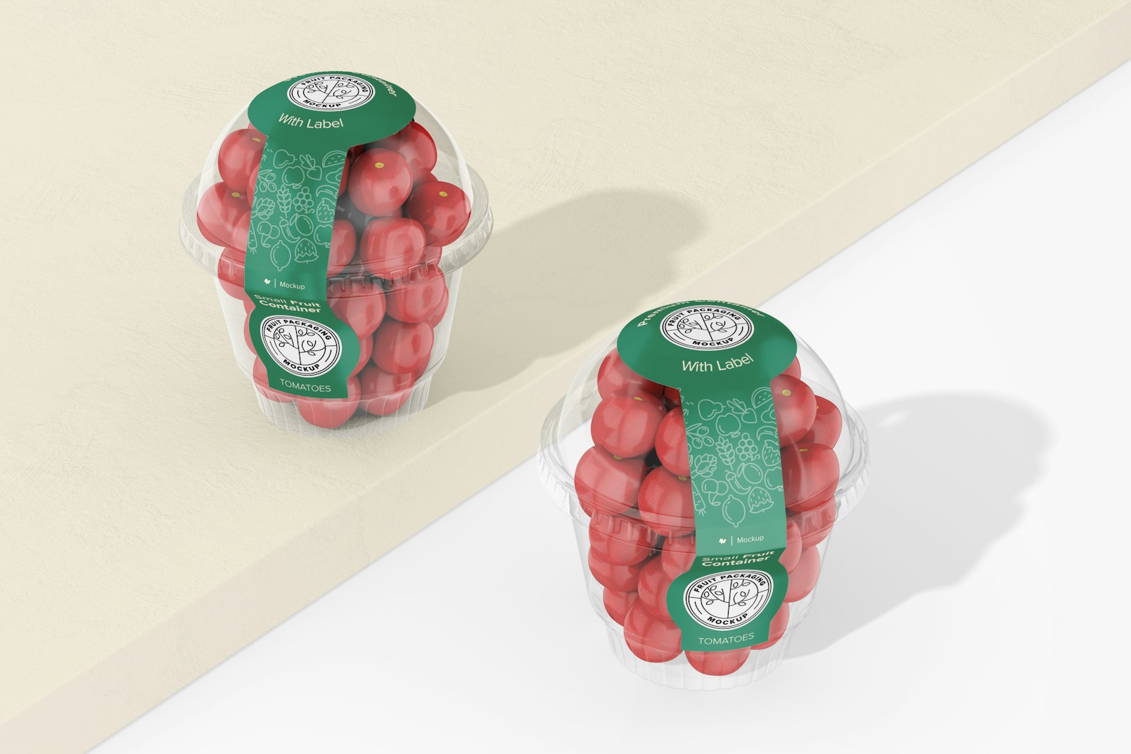 Small Fruit Containers With Lid Mockup, Perspective