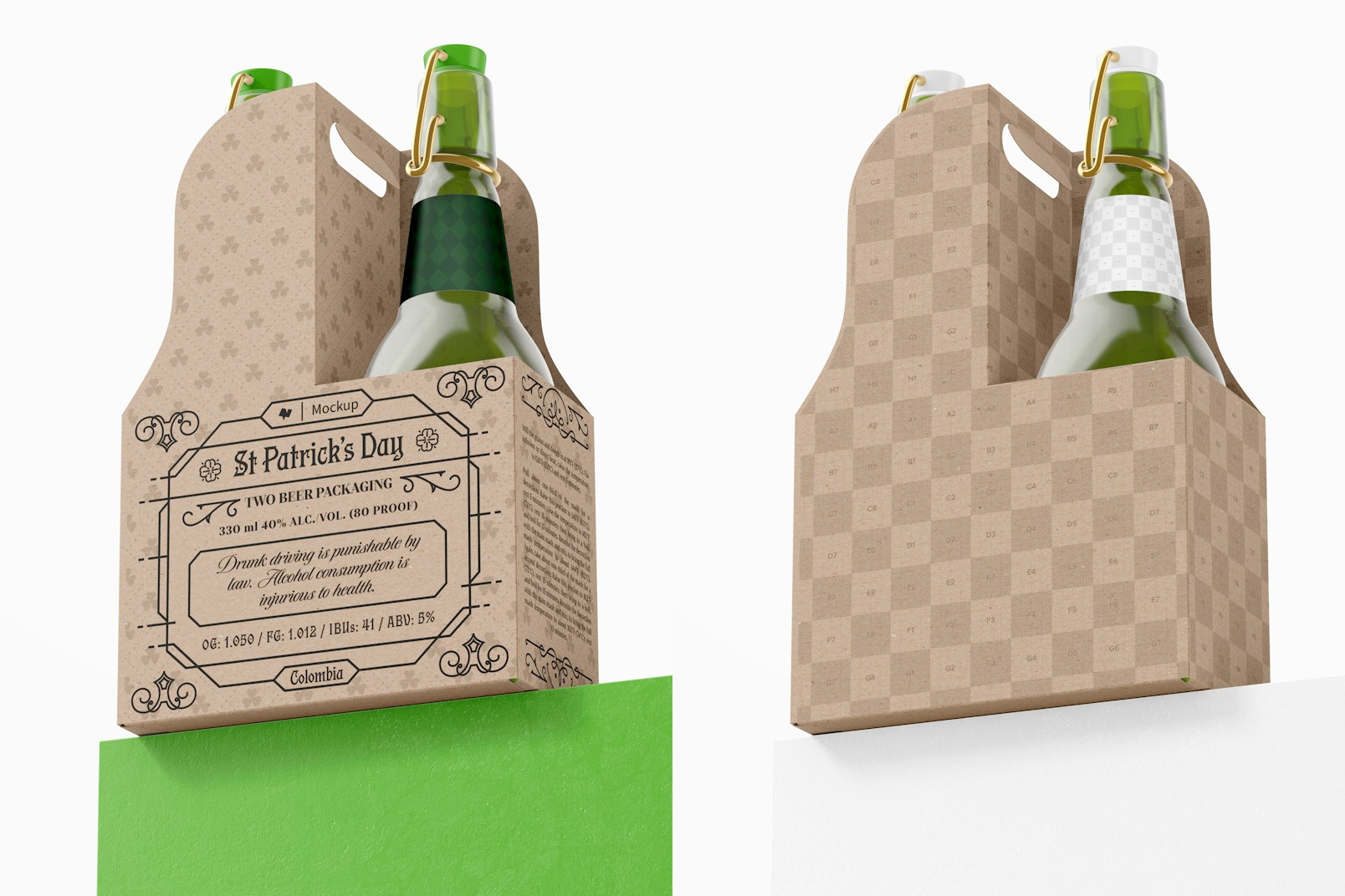 Two Beers Packaging Mockup, on Podium