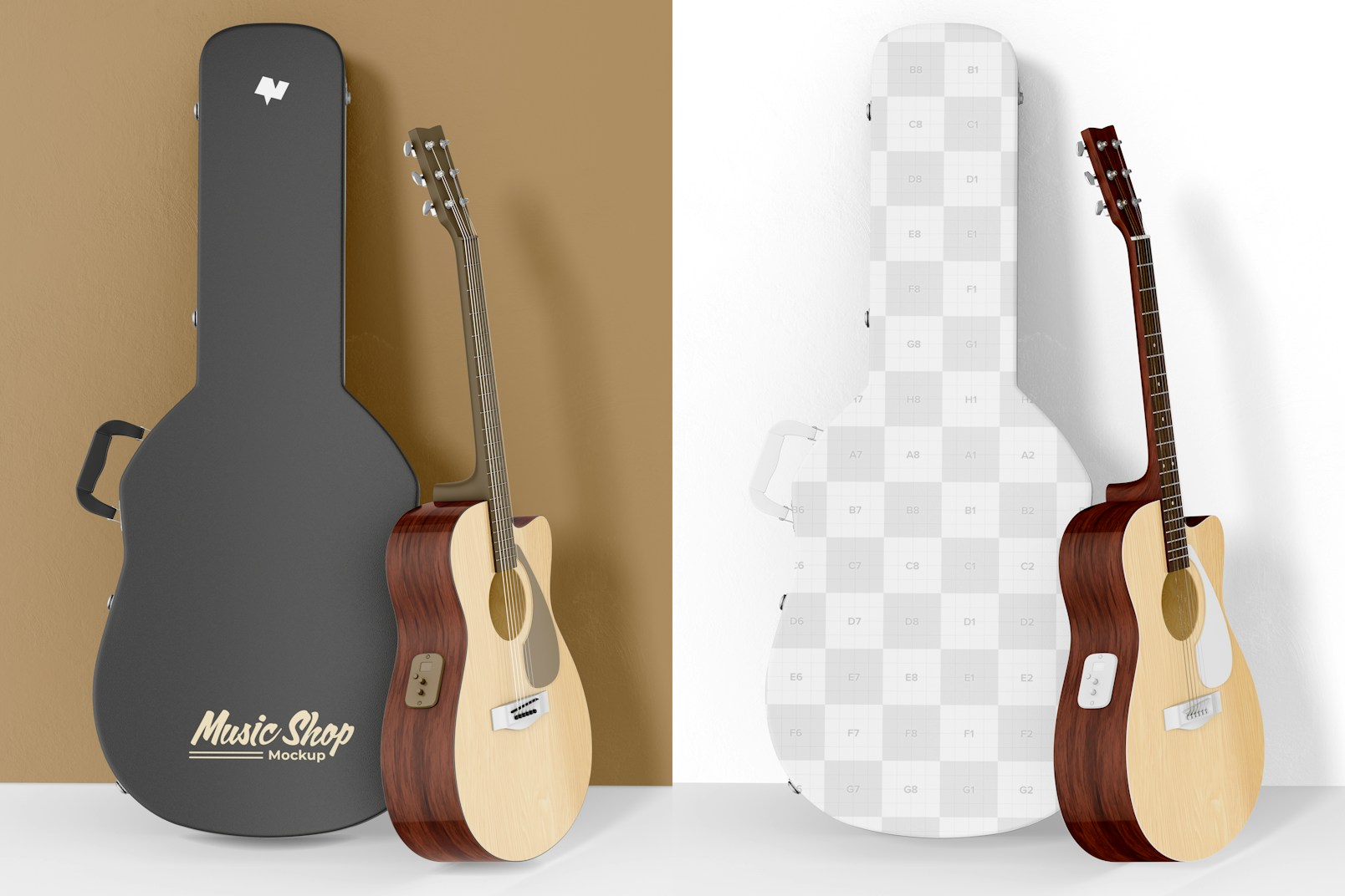 Guitar Case Mockup, Front View
