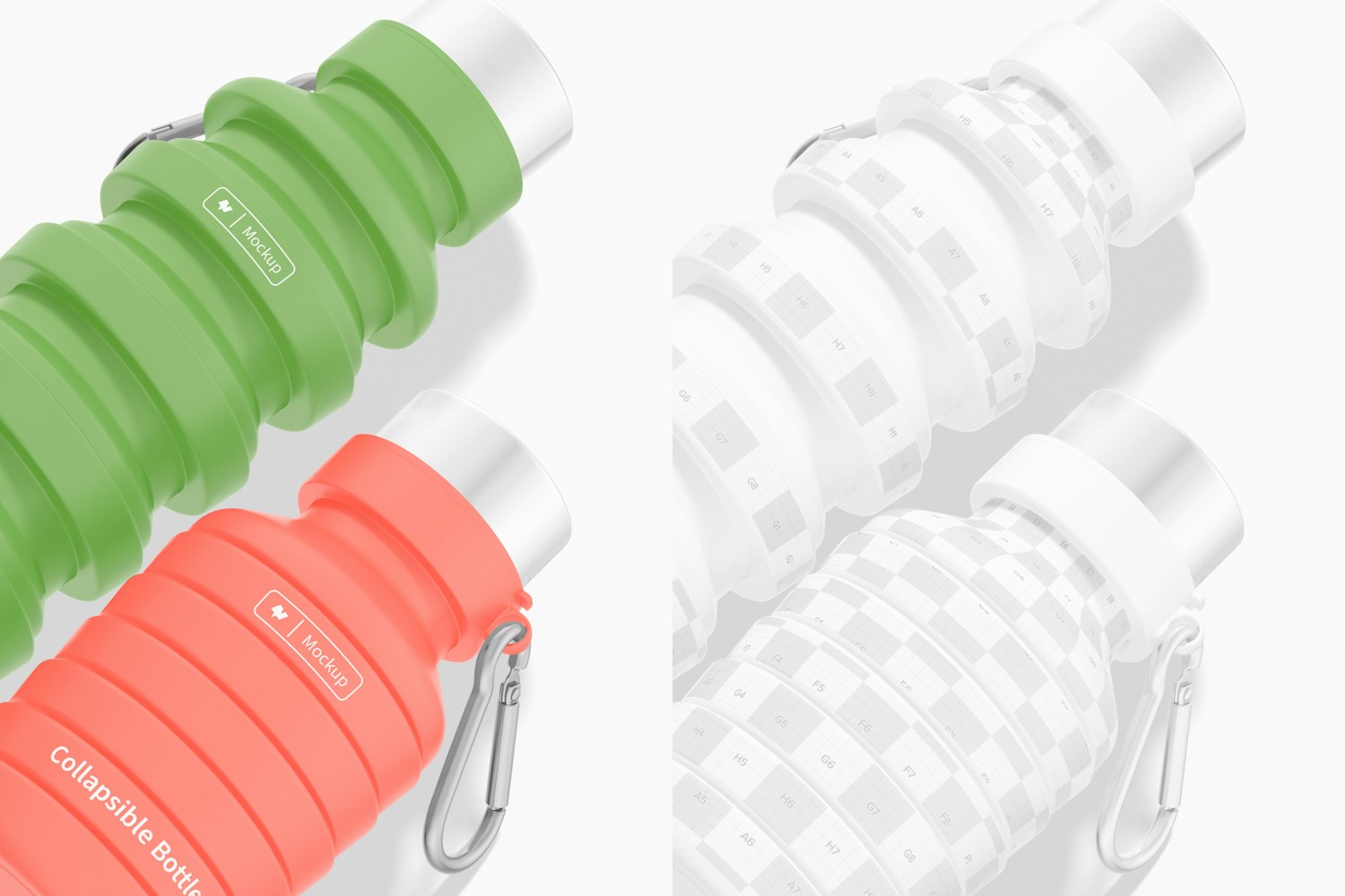 Collapsible Water Bottles Mockup, Close Up
