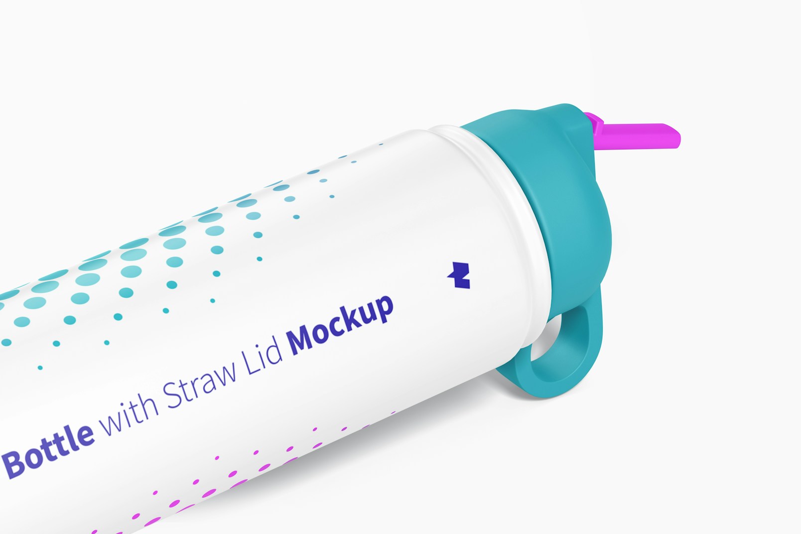 Water Bottle with Straw Lid Mockup, Close Up